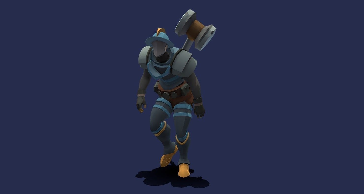 Soullike Style 03 Hammer man  Animations x115 Humanoid Low-poly 3D model_20