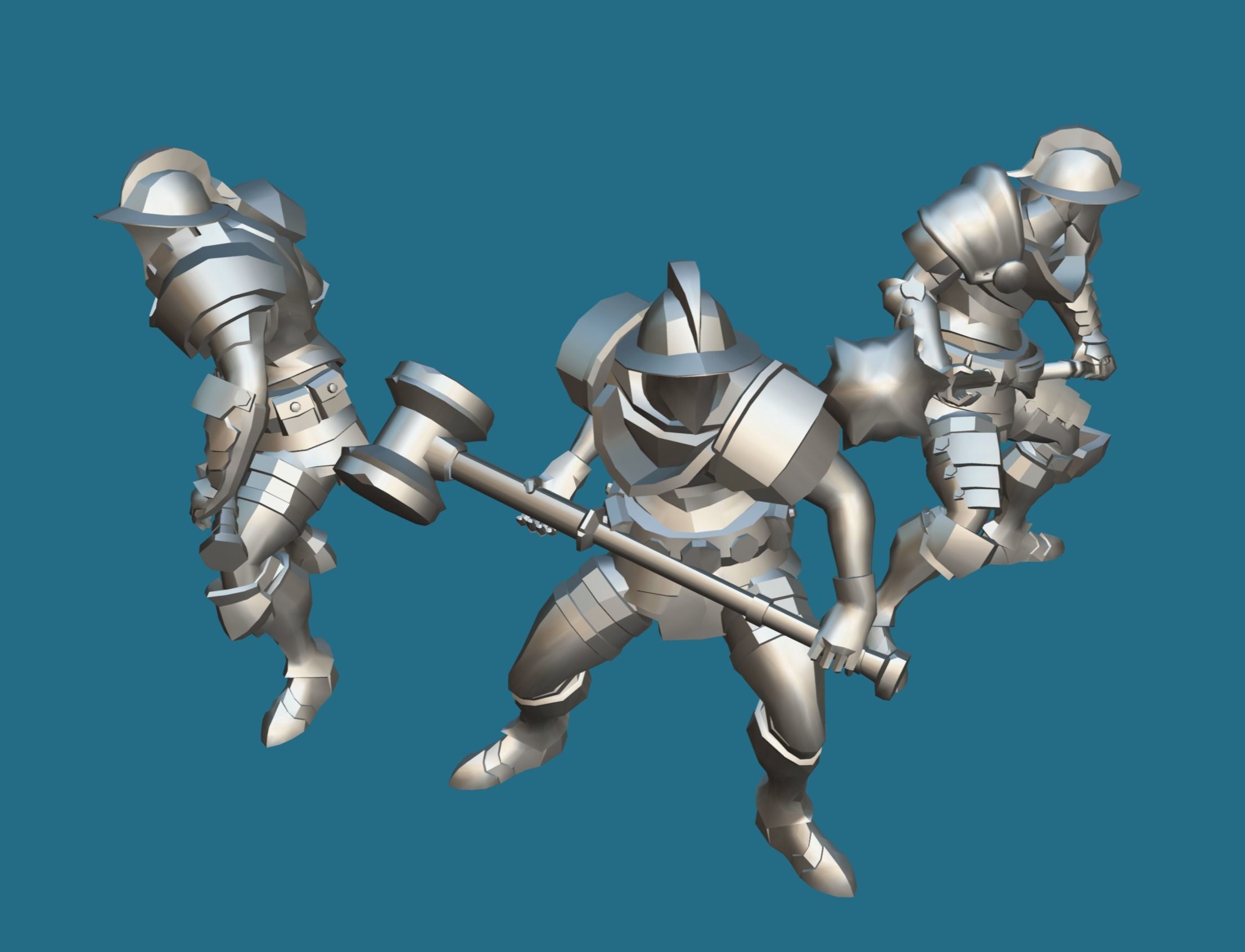 Soullike Style 03 Hammer man  Animations x115 Humanoid Low-poly 3D model_8