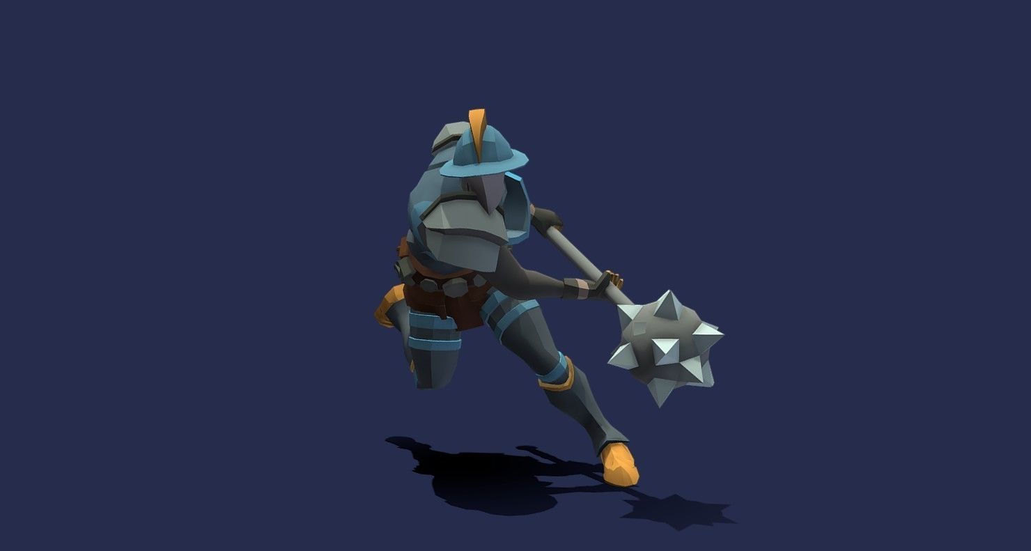 Soullike Style 03 Hammer man  Animations x115 Humanoid Low-poly 3D model_34