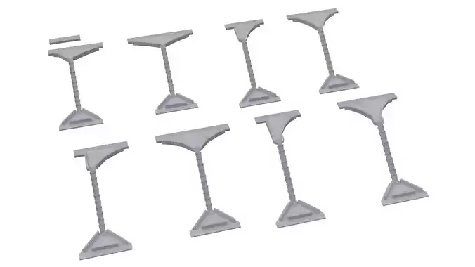 Road Stepped spillway set Low-poly 3D model