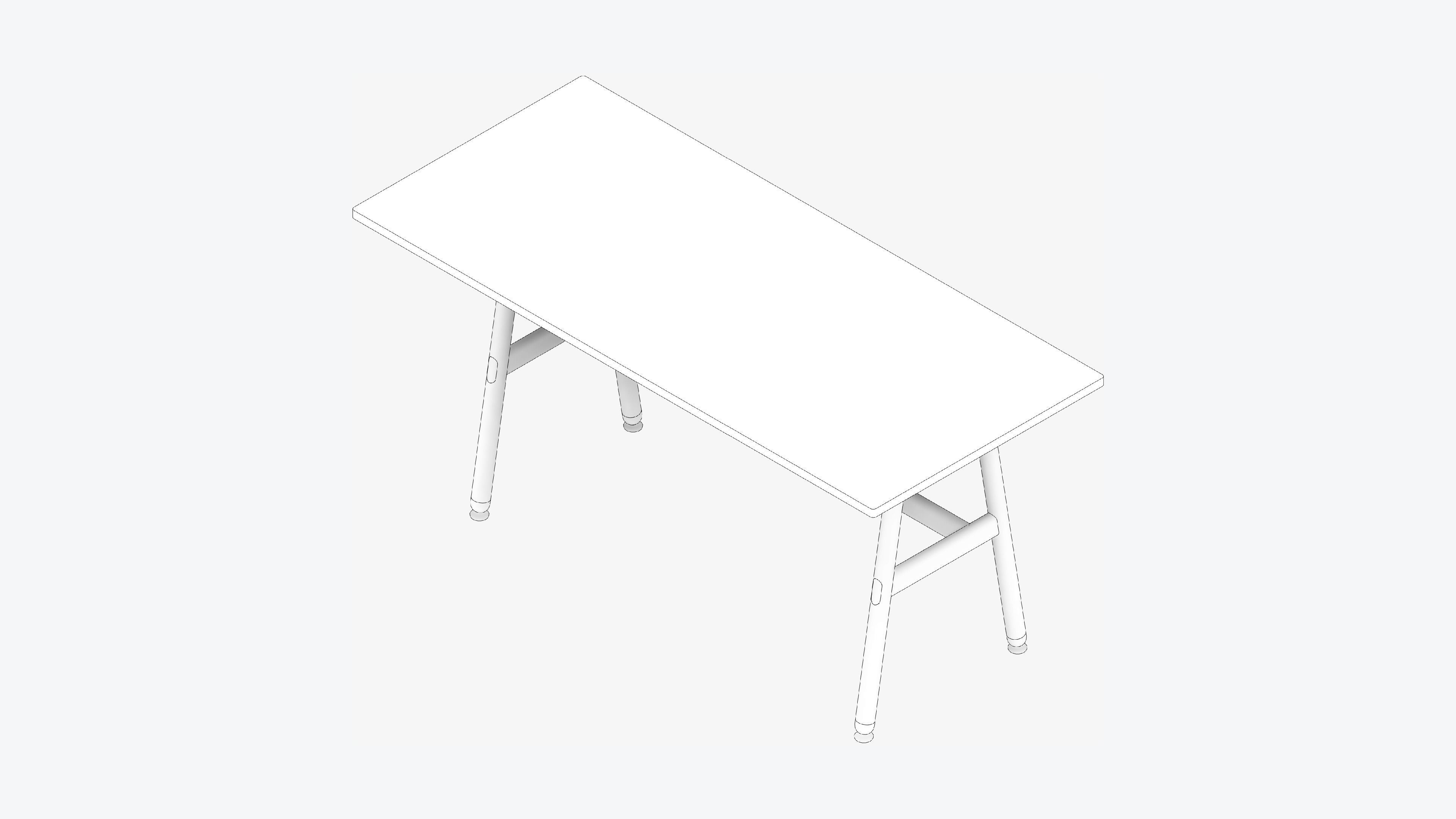 Desk - Timberline - Workstation - Sgl - Side - 1 - Person - Mid Low-poly 3D model_2