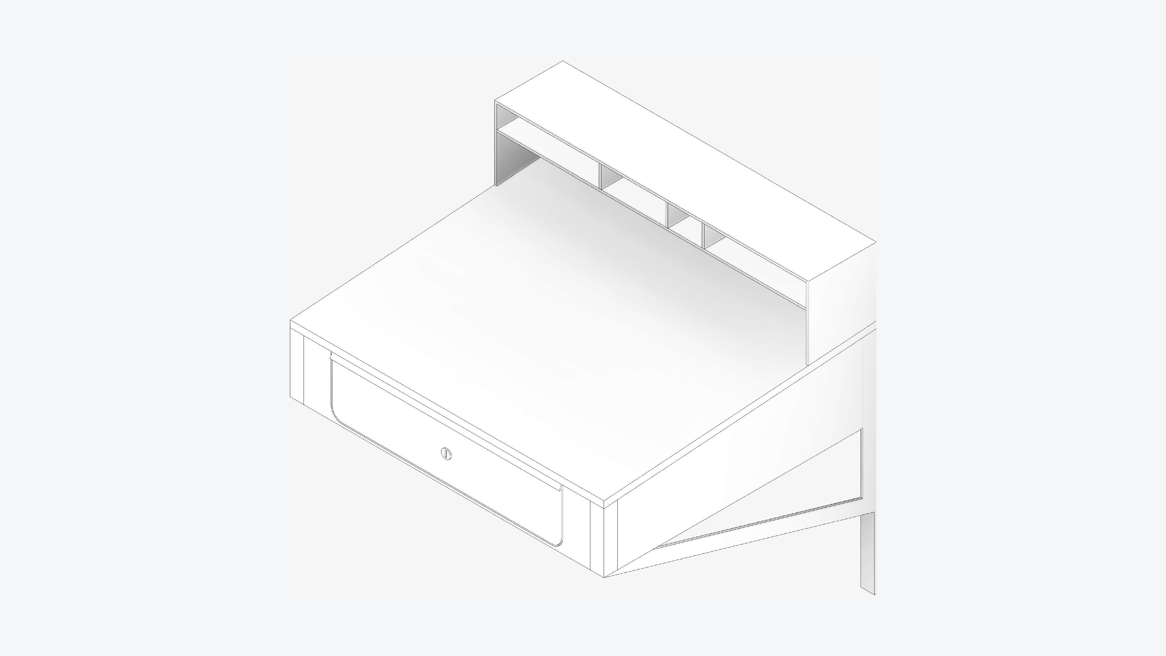 Desk - Wall Mount - Locka Low-poly 3D model_2