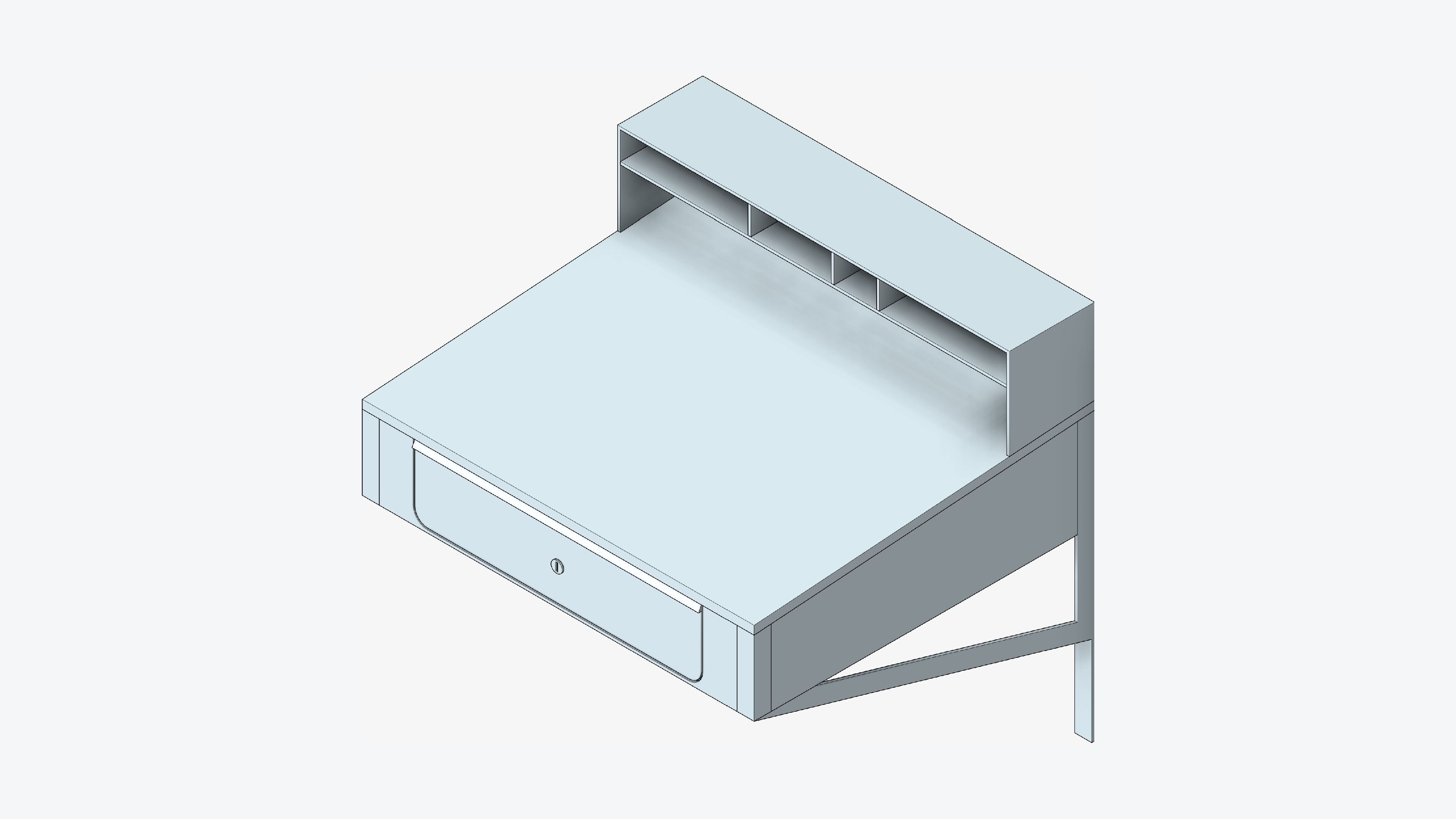 Desk - Wall Mount - Locka Low-poly 3D model_1