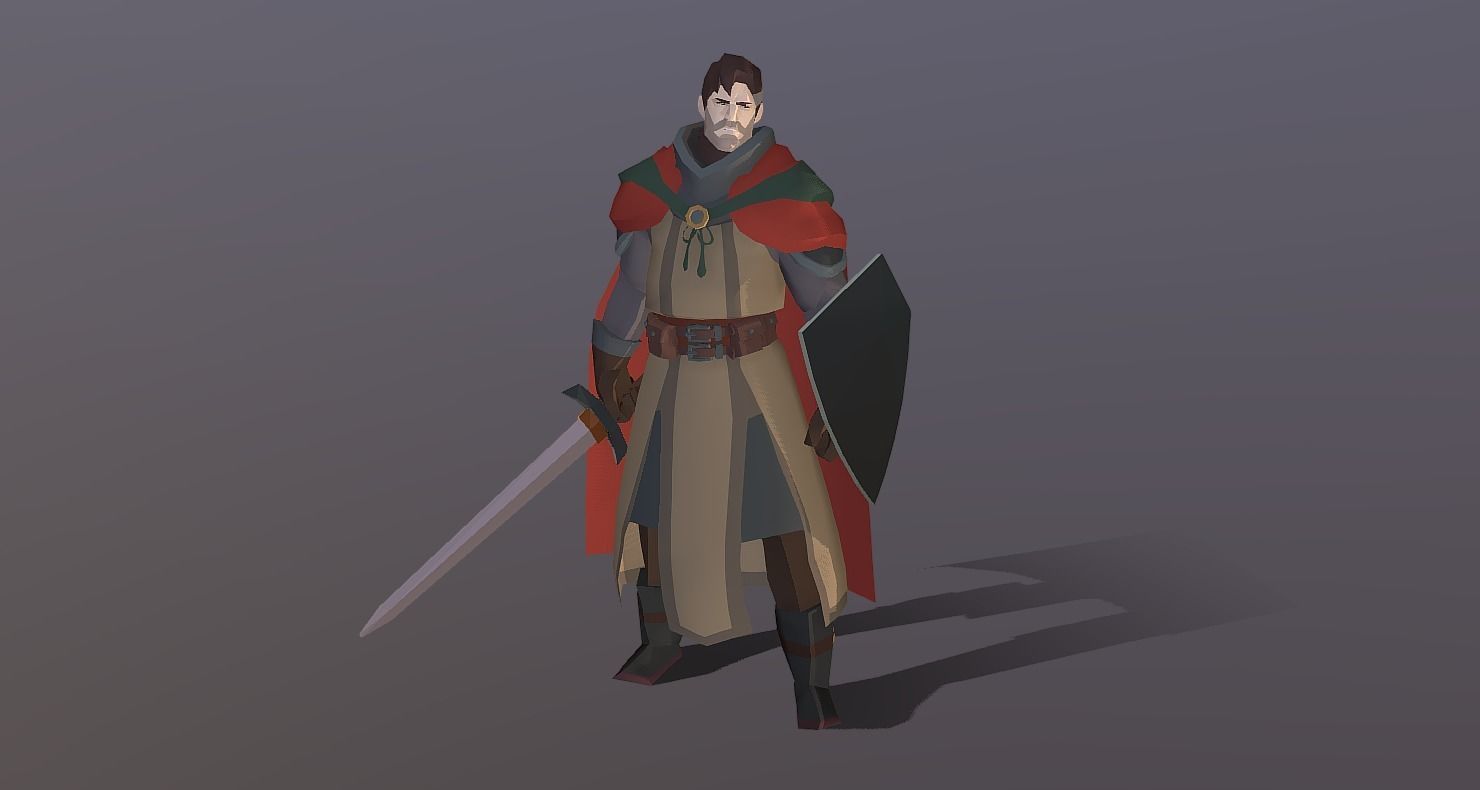 Classic RPG Style 01 Auther Warrior  Archer  Swordman  Low-poly 3D model_19