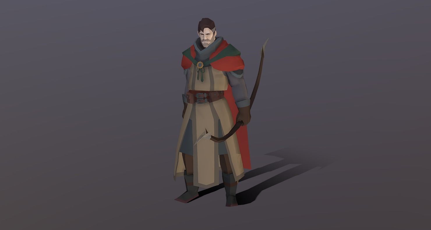 Classic RPG Style 01 Auther Warrior  Archer  Swordman  Low-poly 3D model_16
