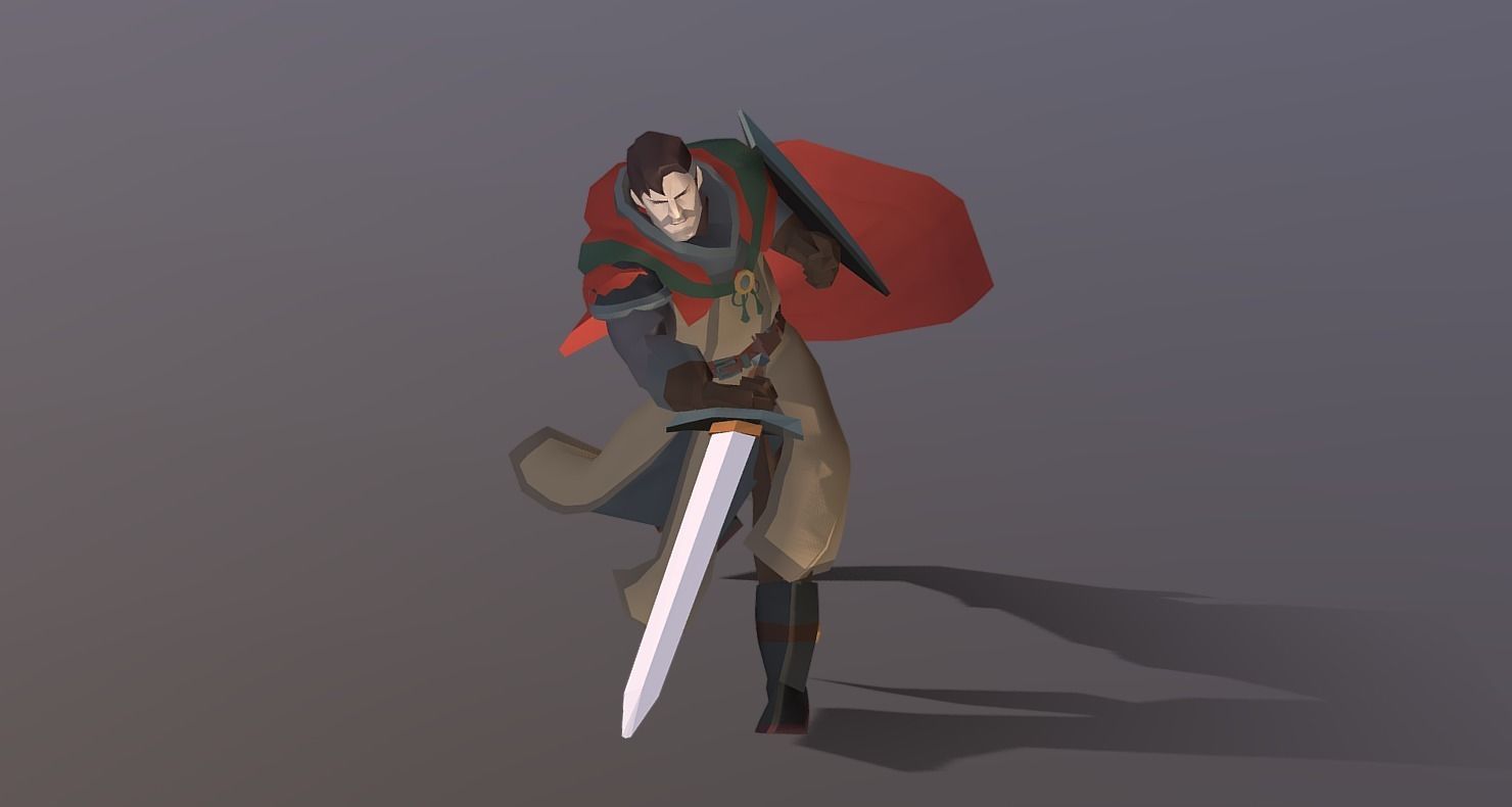 Classic RPG Style 01 Auther Warrior  Archer  Swordman  Low-poly 3D model_17