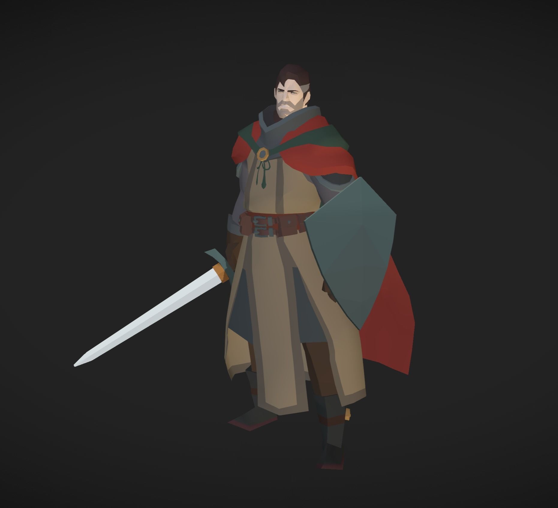 Classic RPG Style 01 Auther Warrior  Archer  Swordman  Low-poly 3D model_2