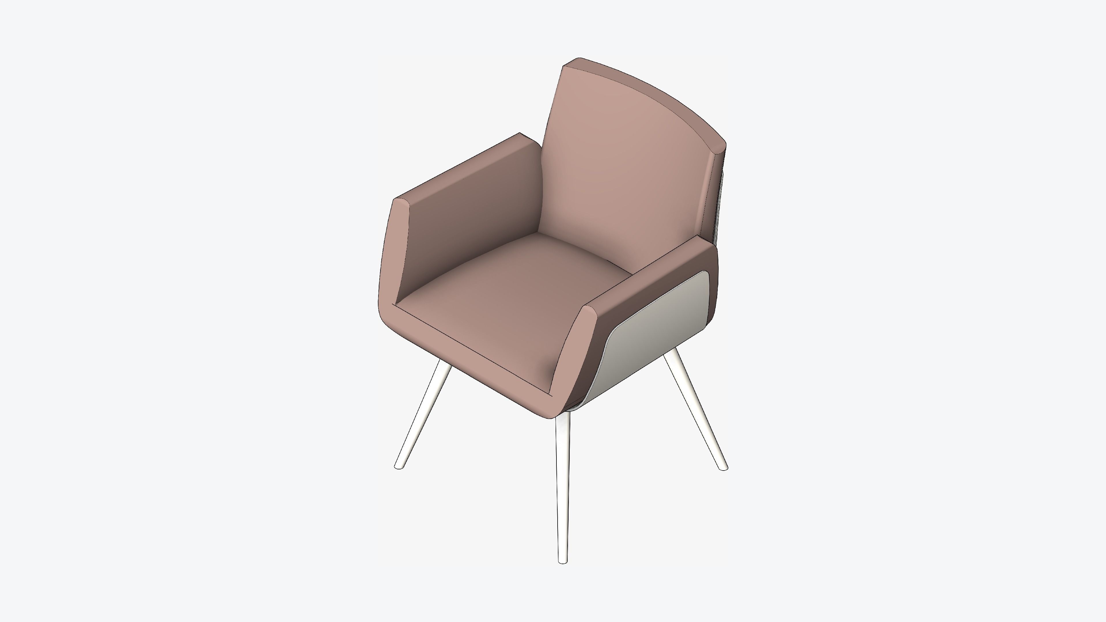 Furniture - Chair - Contemporary - Solid Wood Frame Low-poly 3D model_1