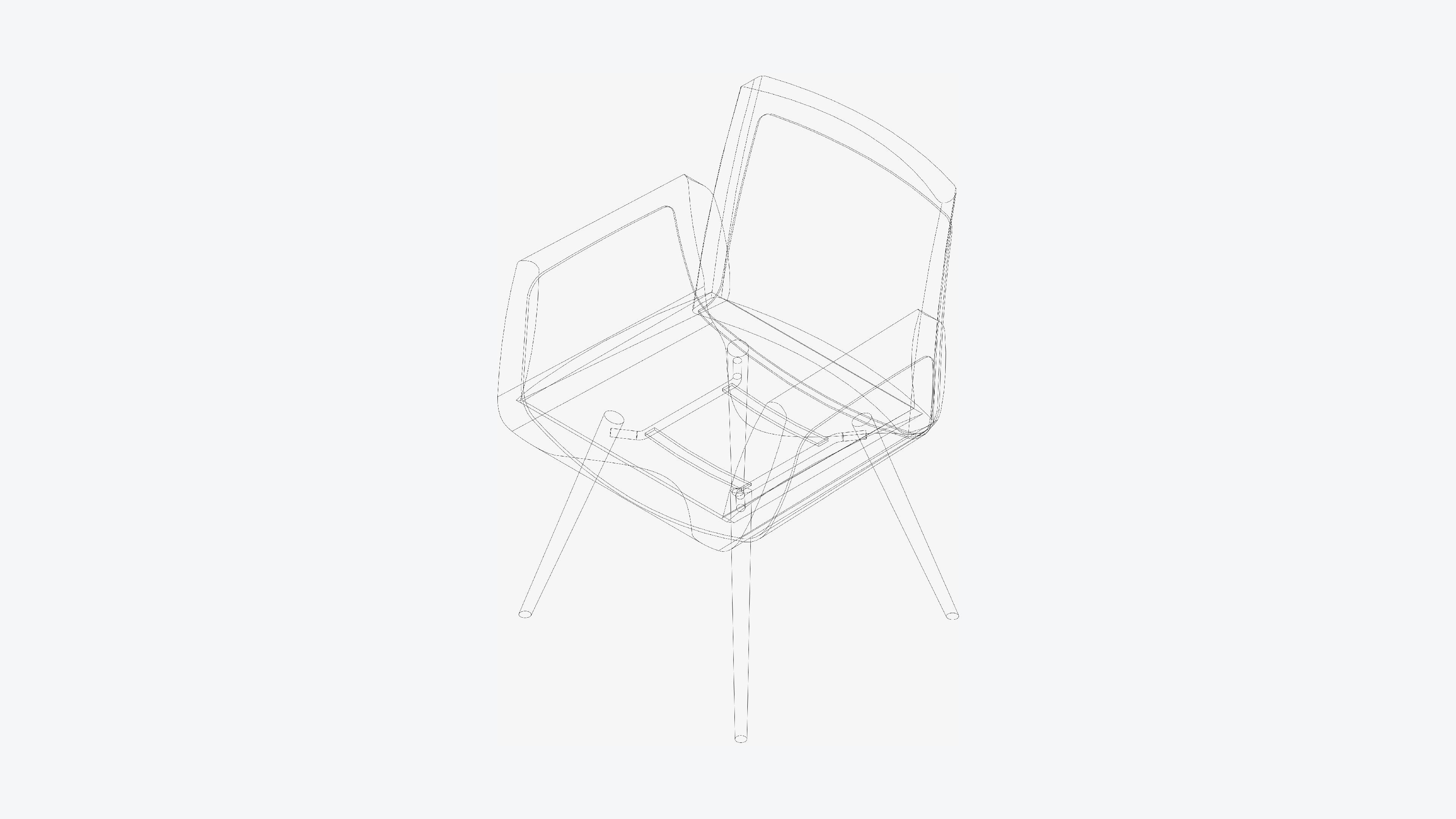 Furniture - Chair - Contemporary - Solid Wood Frame Low-poly 3D model_3