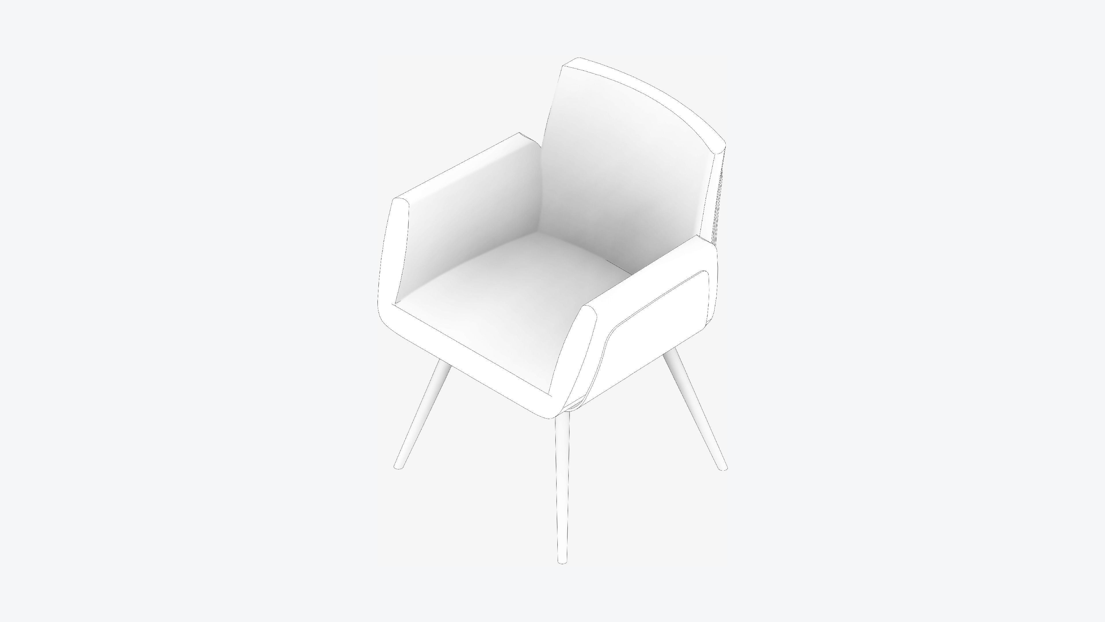 Furniture - Chair - Contemporary - Solid Wood Frame Low-poly 3D model_2