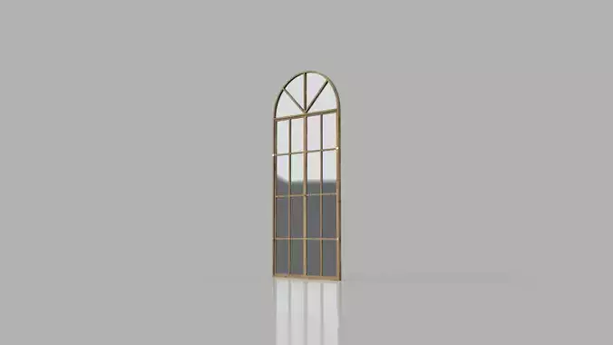 Wooden old stylized Window with hinges Low Poly