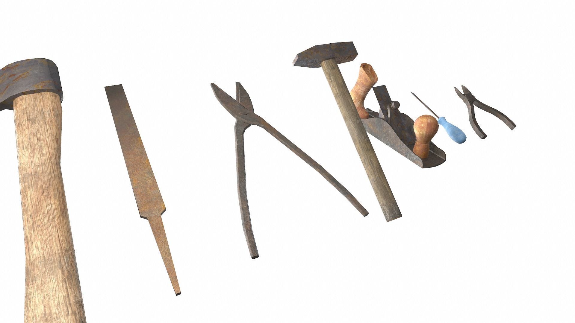 Raw dirty metall tool garage da1 Low-poly 3D model_4