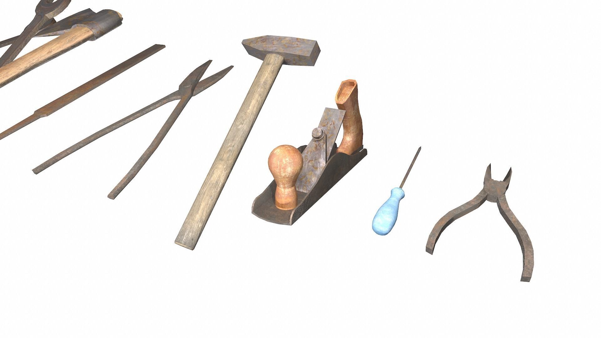 Raw dirty metall tool garage da1 Low-poly 3D model_5