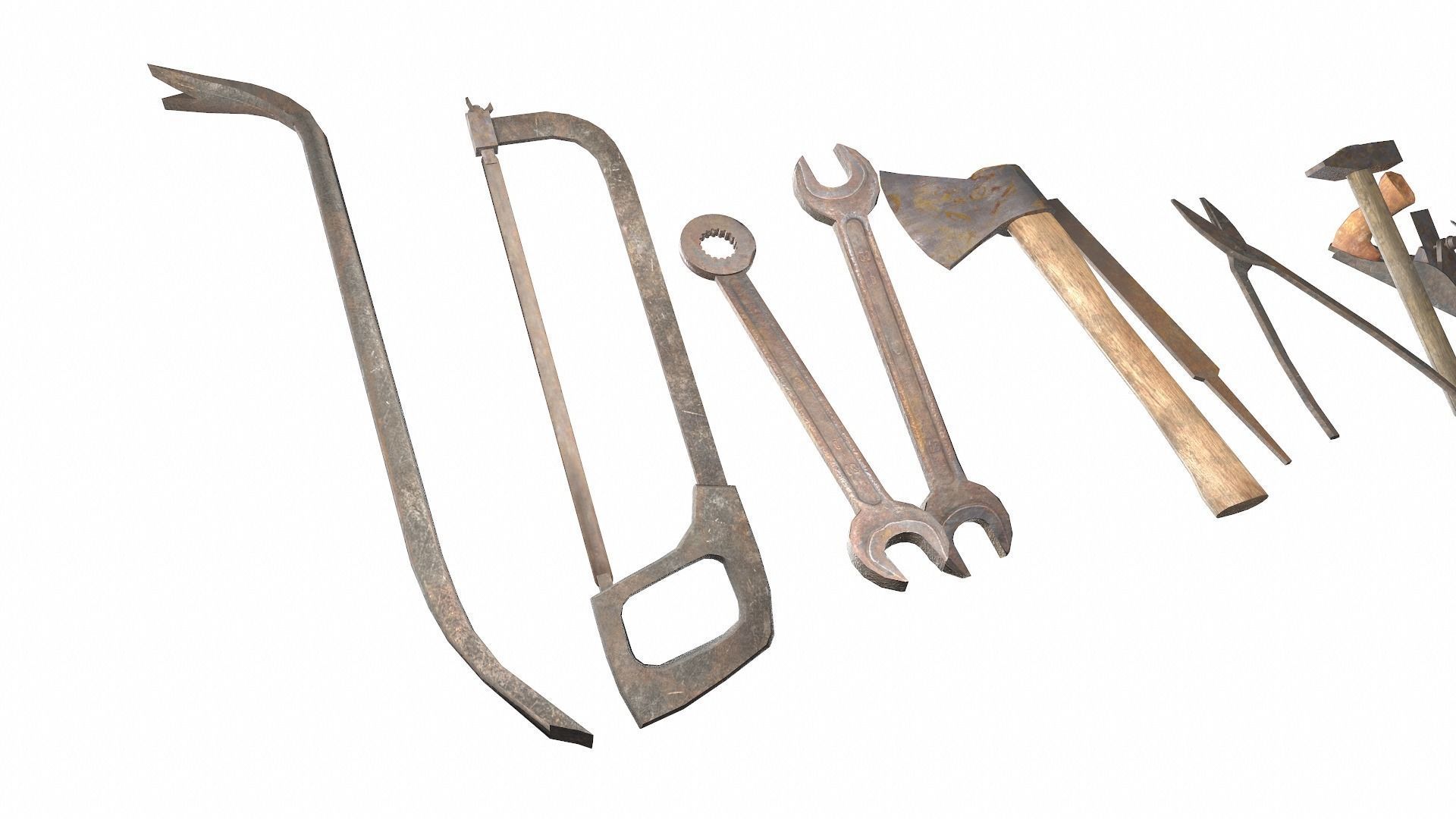 Raw dirty metall tool garage da1 Low-poly 3D model_2