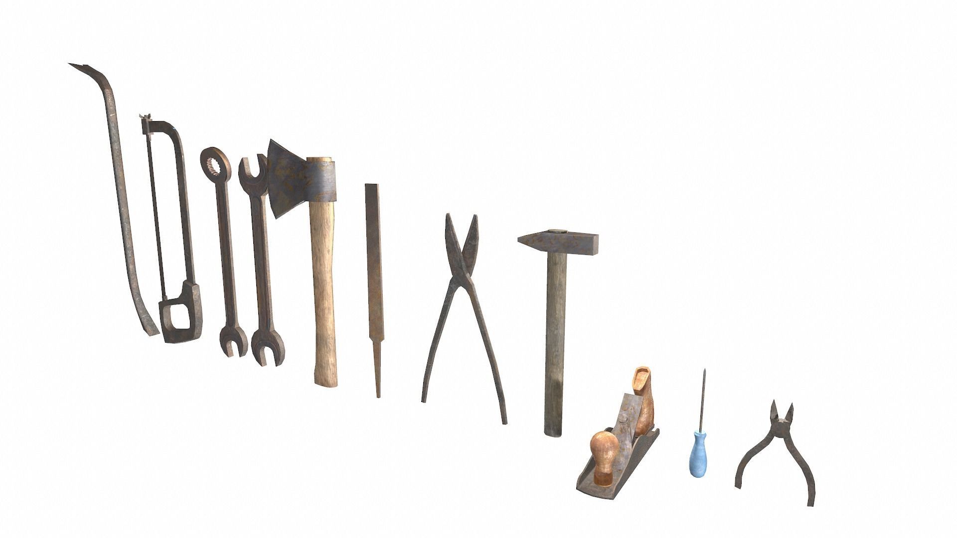 Raw dirty metall tool garage da1 Low-poly 3D model_1