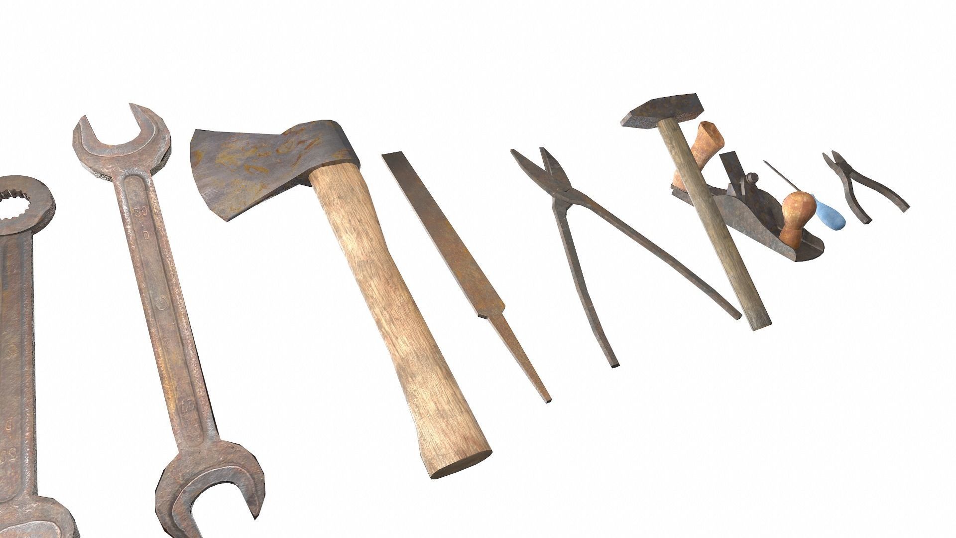 Raw dirty metall tool garage da1 Low-poly 3D model_3