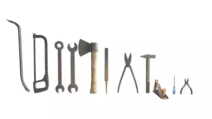Raw dirty metall tool garage da1 Low-poly 3D model