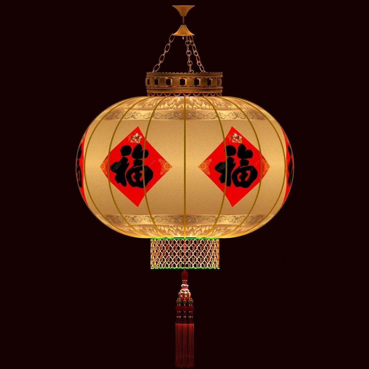 Chinese red lantern 3D model_2