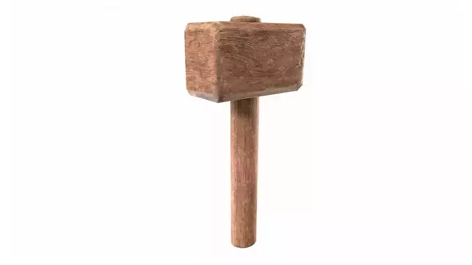 Wooden crafted DIY war hammer tool da1 Low-poly 3D model