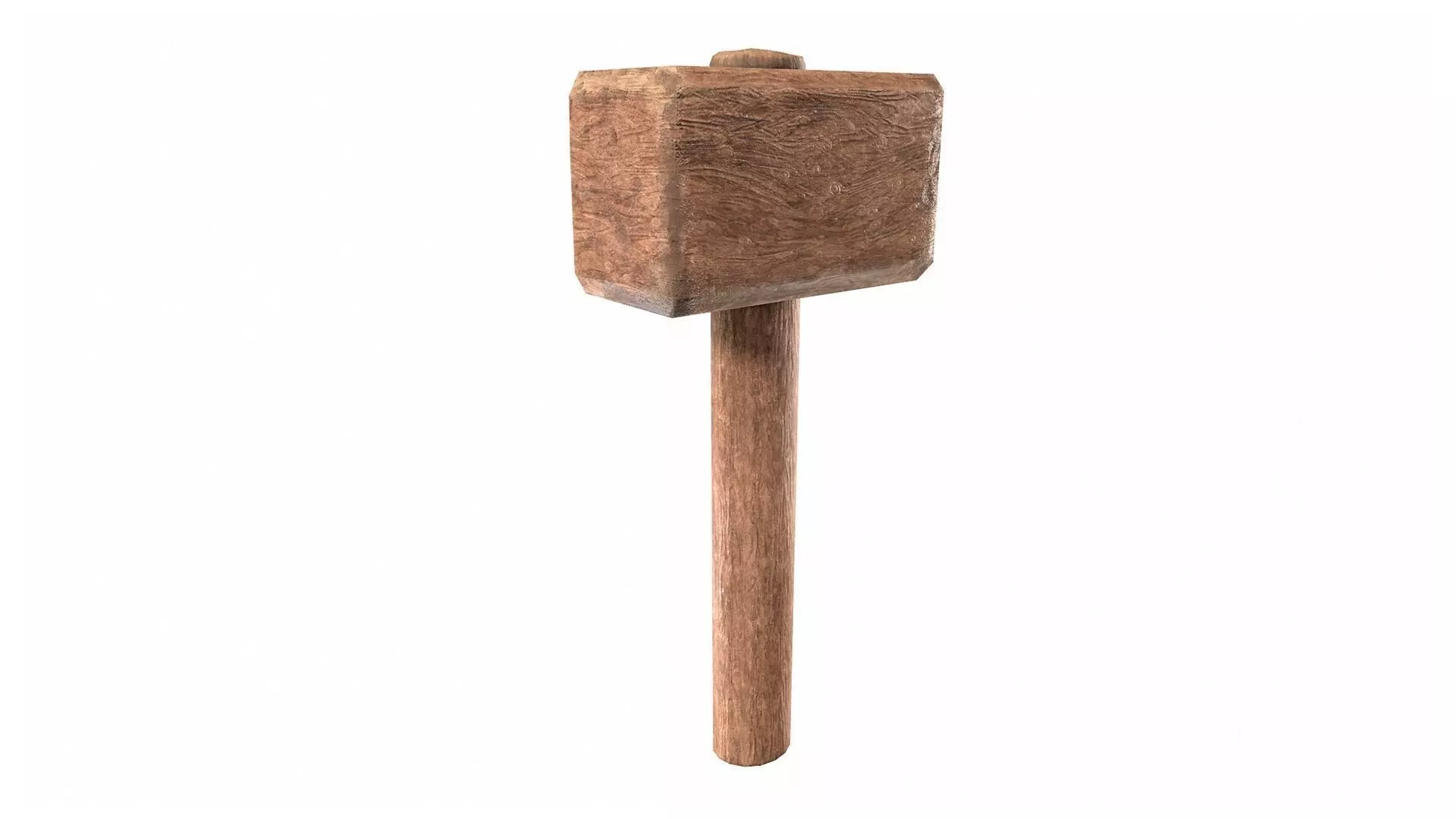 Wooden crafted DIY war hammer tool da1 Low-poly 3D model_0