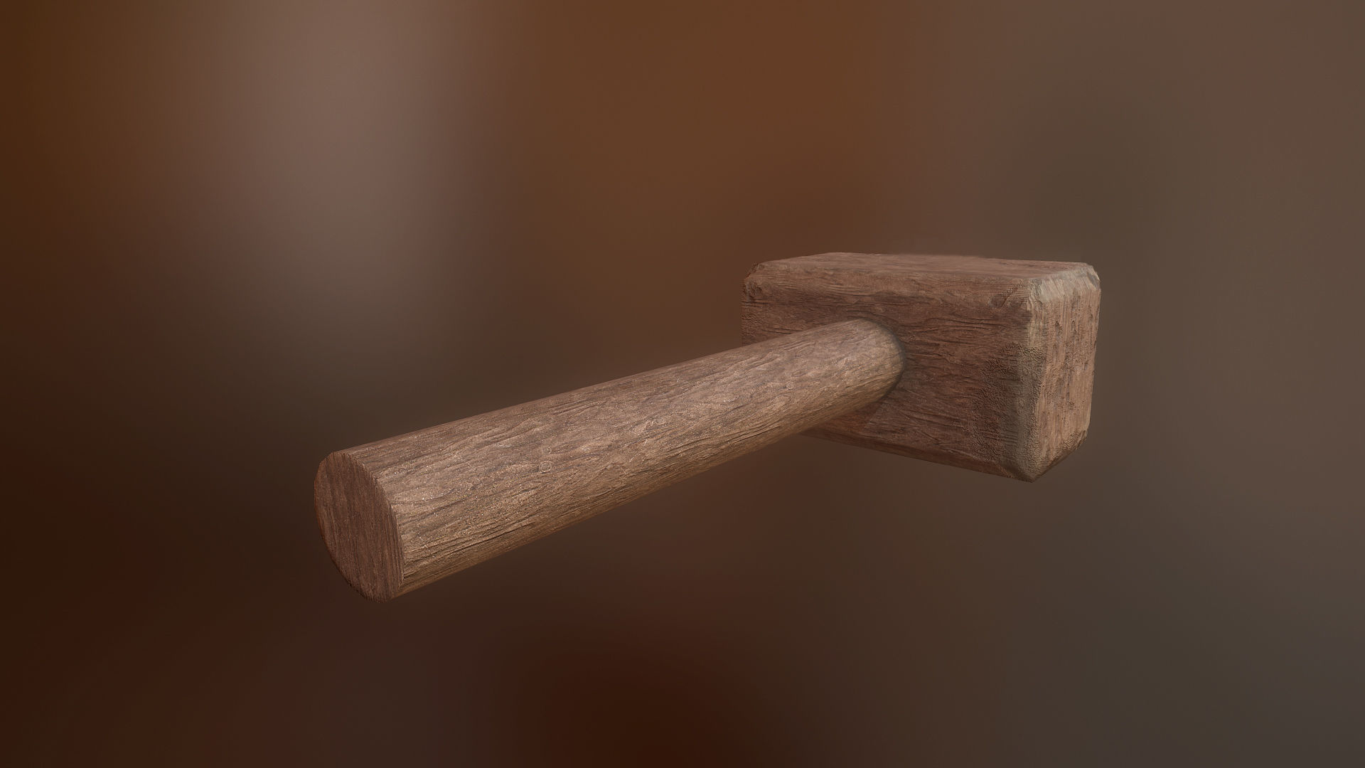 Wooden crafted DIY war hammer tool da1 Low-poly 3D model_2