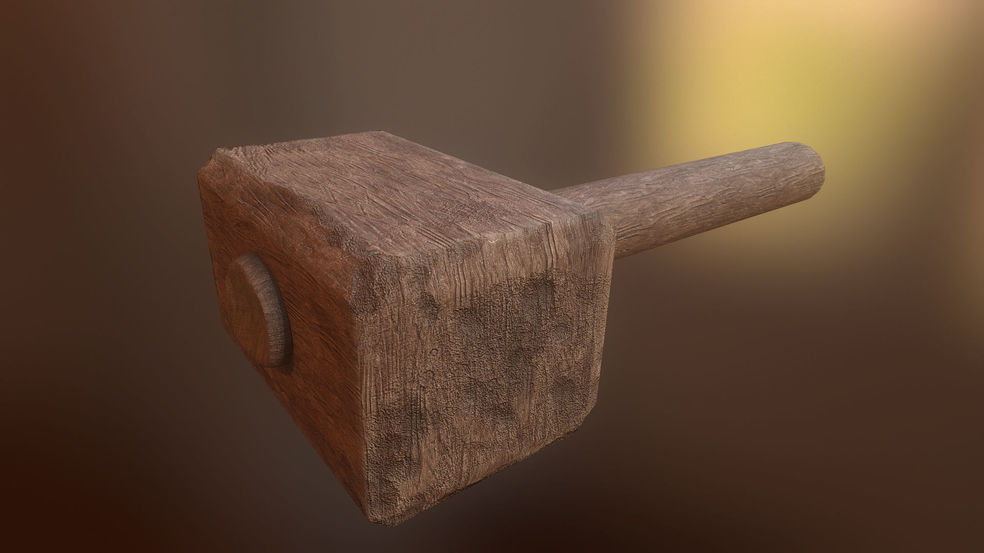 Wooden crafted DIY war hammer tool da1 Low-poly 3D model_1