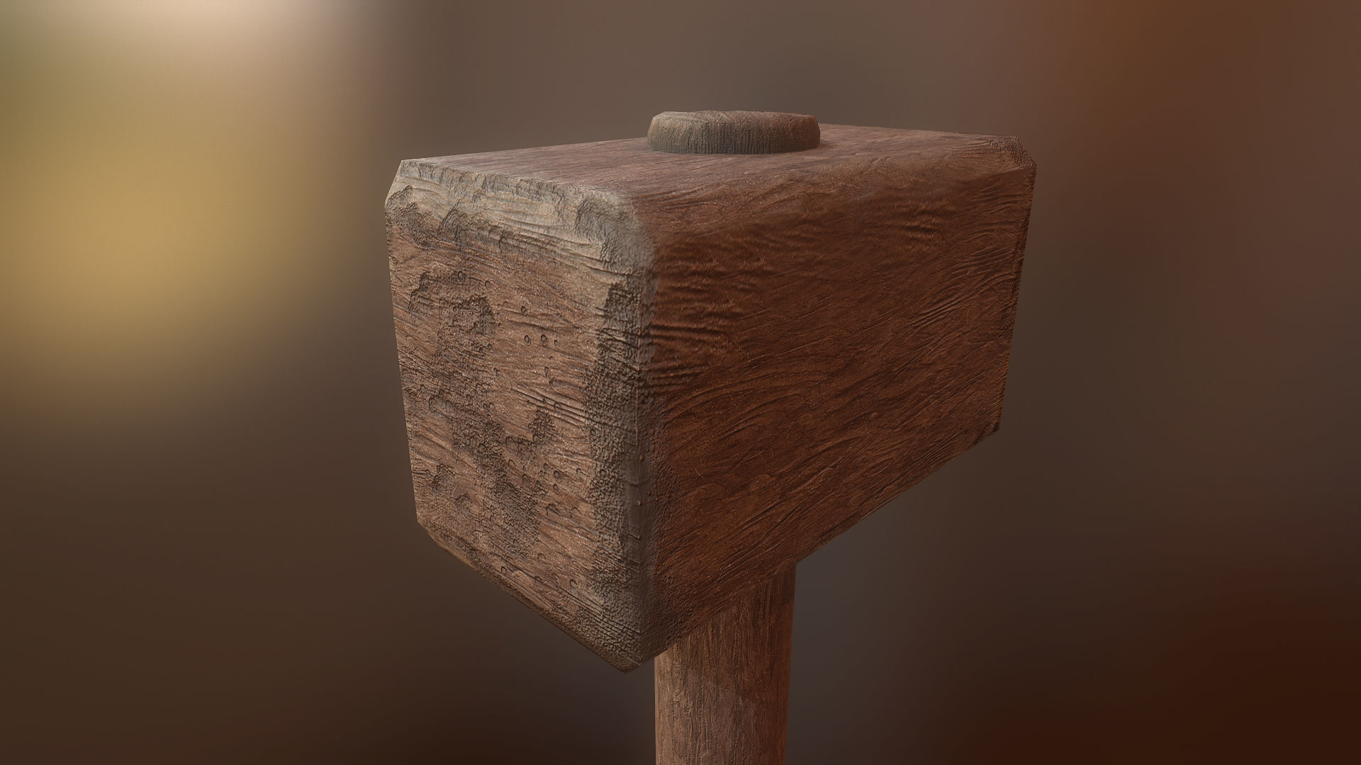 Wooden crafted DIY war hammer tool da1 Low-poly 3D model_3