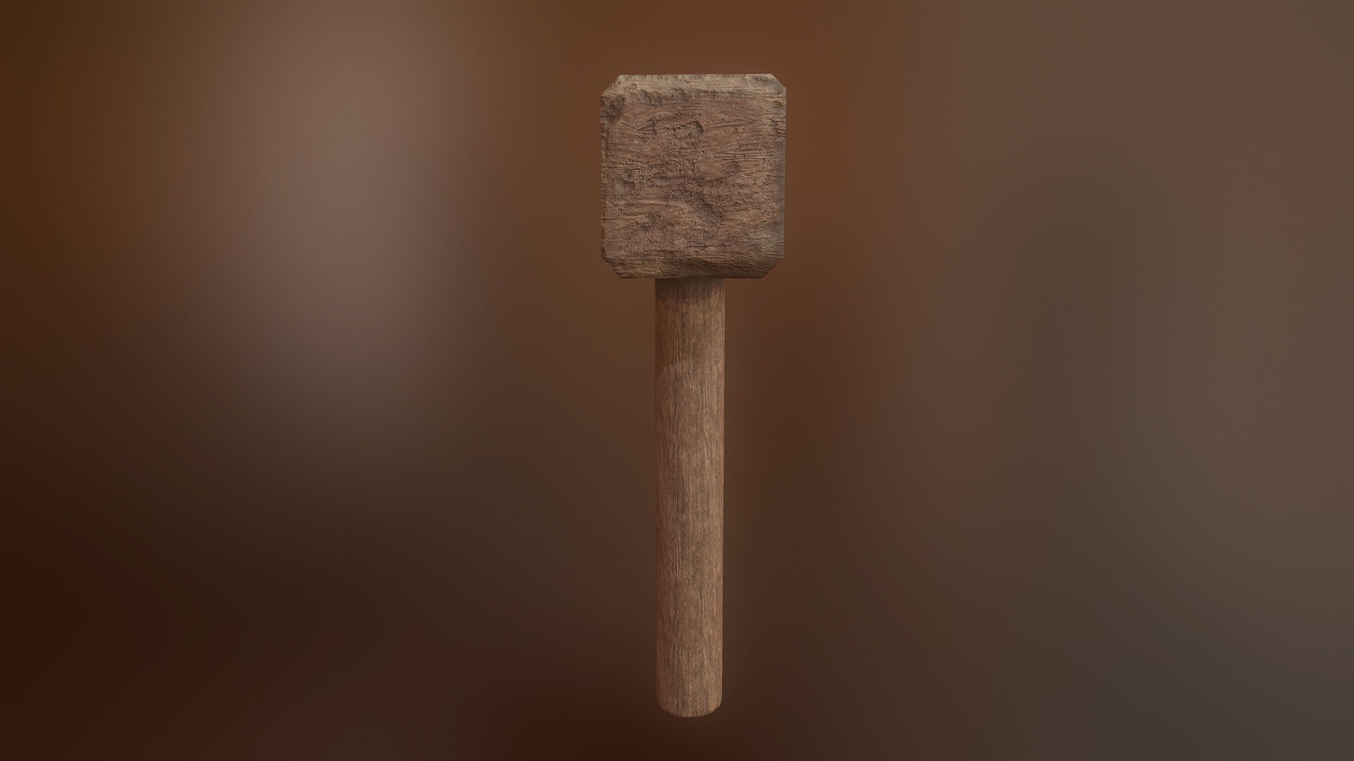 Wooden crafted DIY war hammer tool da1 Low-poly 3D model_4
