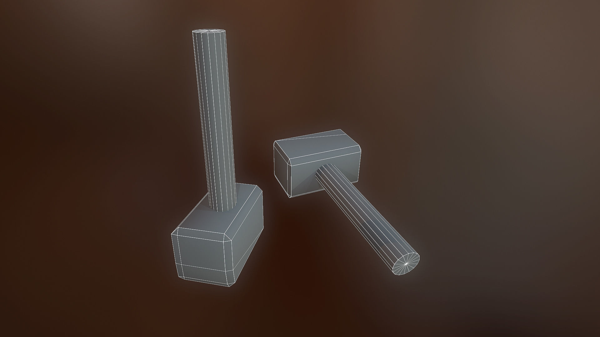 Wooden crafted DIY war hammer tool da1 Low-poly 3D model_7