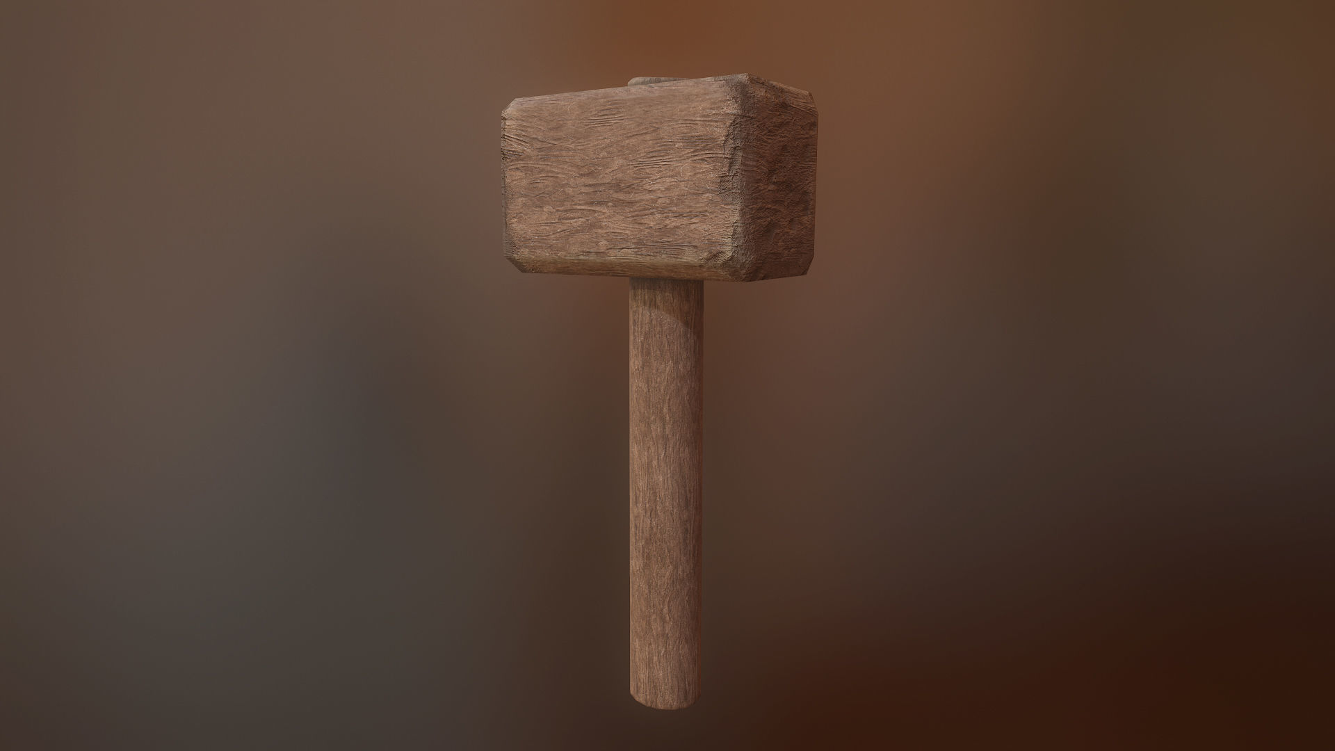 Wooden crafted DIY war hammer tool da1 Low-poly 3D model_5