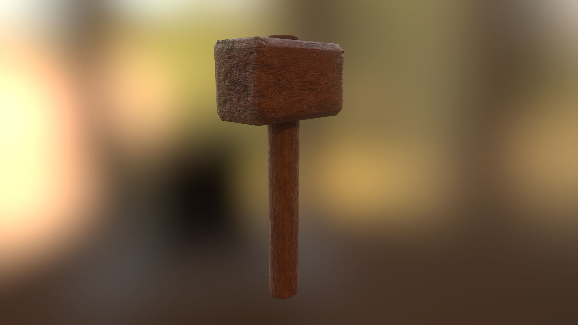 Wooden crafted DIY war hammer tool da1 Low-poly 3D model_6