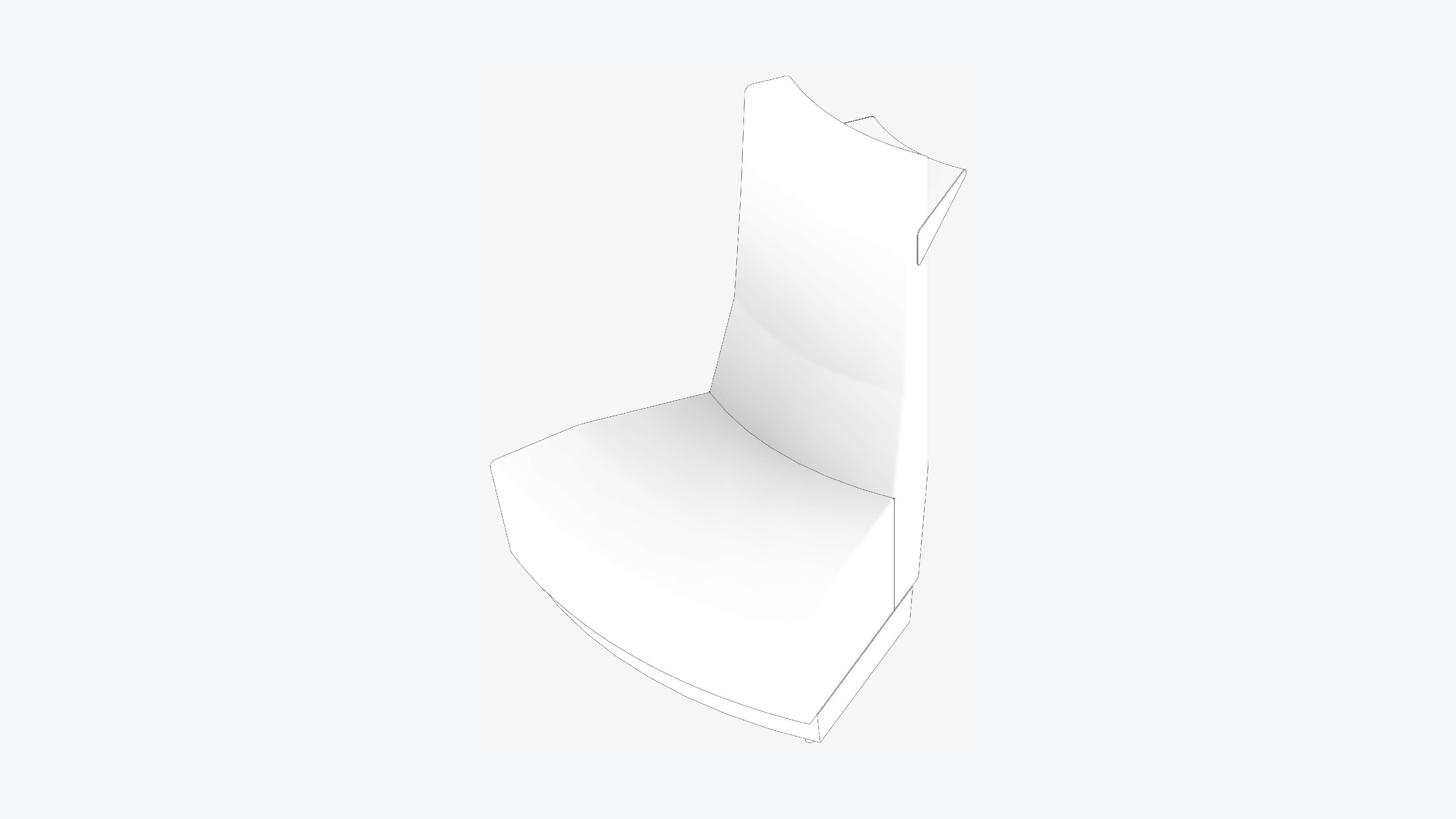 Seating - Contemporary - Extension - High Back - Round Low-poly 3D model_2