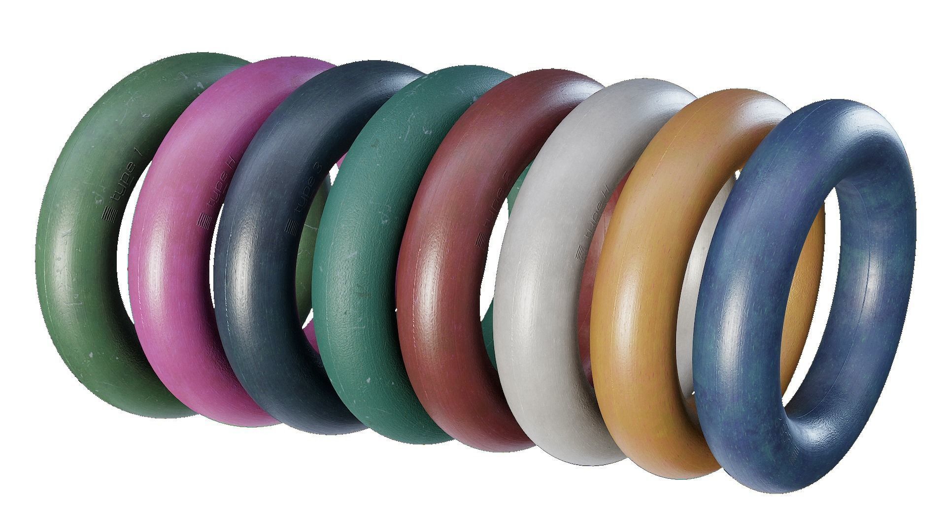 collection 9 colors sports round wrist hand trainer da1 Low-poly 3D model_16