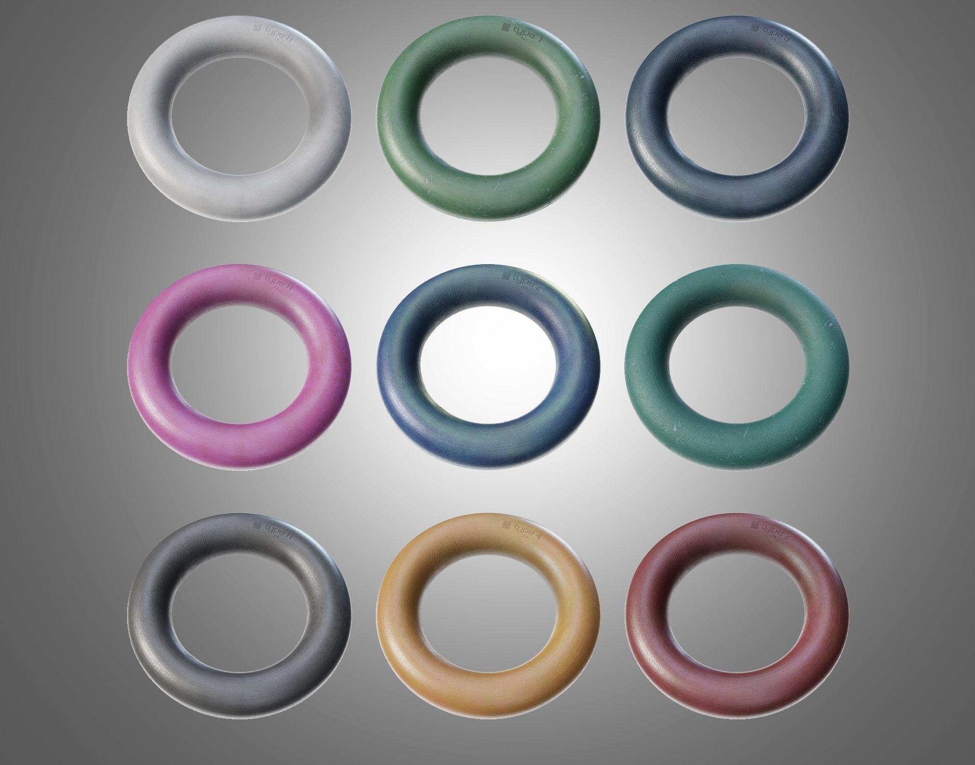 collection 9 colors sports round wrist hand trainer da1 Low-poly 3D model_6