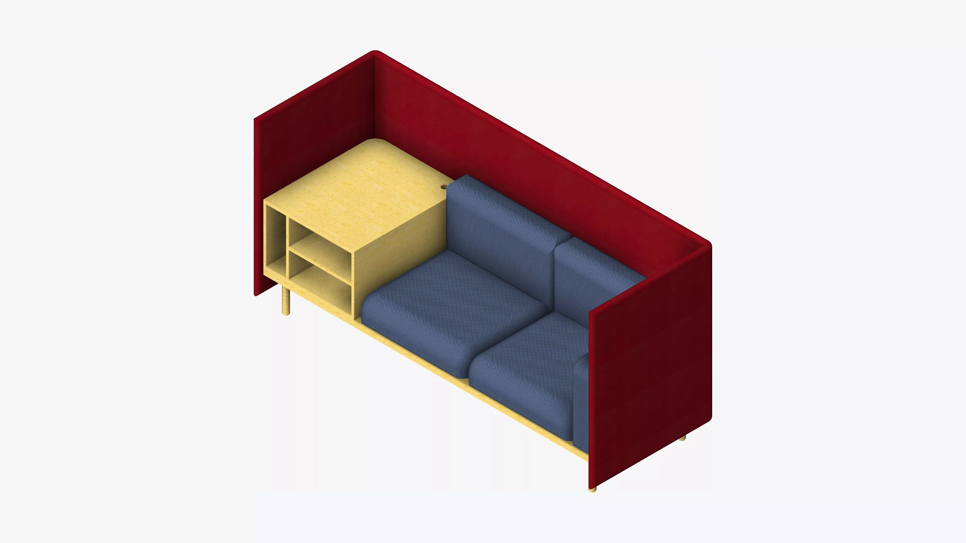 Furniture - Sofa - Contemporary - Flame - Corner Shelf - Left Low-poly 3D model