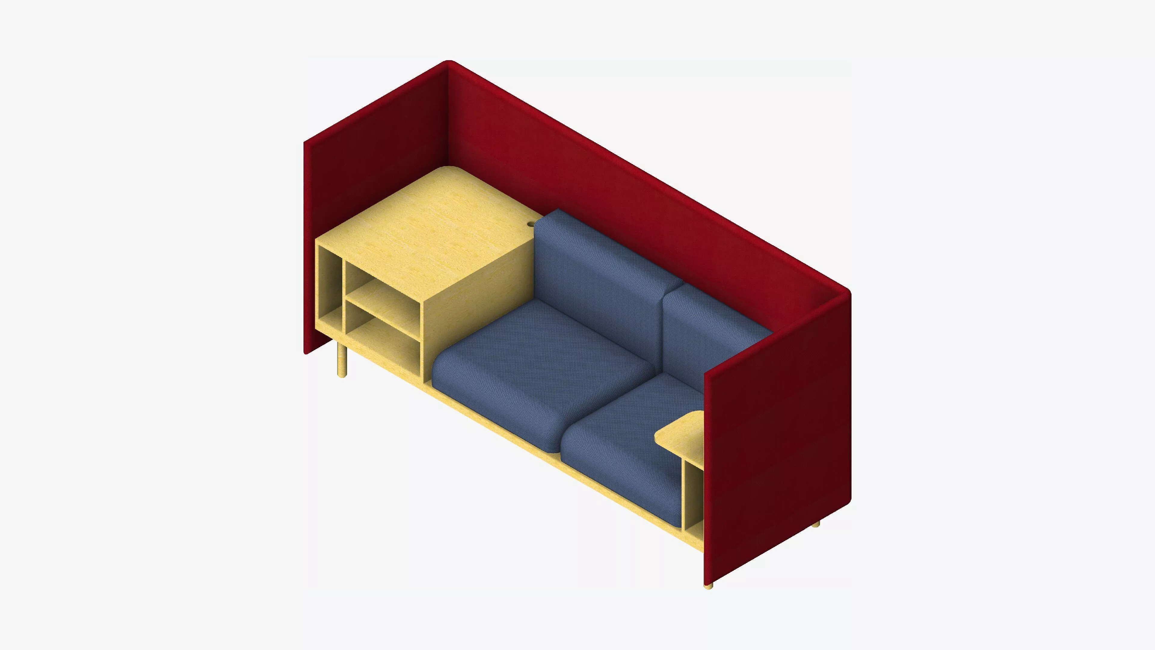 Sofa - Contemporary - Flame - Corner Shelf - Left Work Shelf Low-poly 3D model