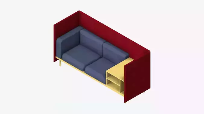 Furniture - Sofa - Contemporary - Flame - Corner Shelf - Right Low-poly 3D model