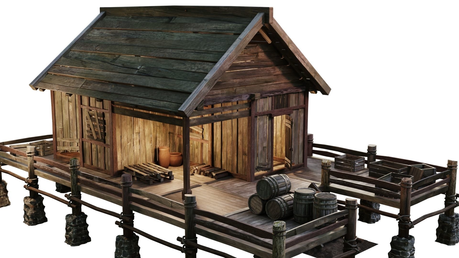 Old Lake House 22 PBR 4K GameReady Low-poly 3D model_2