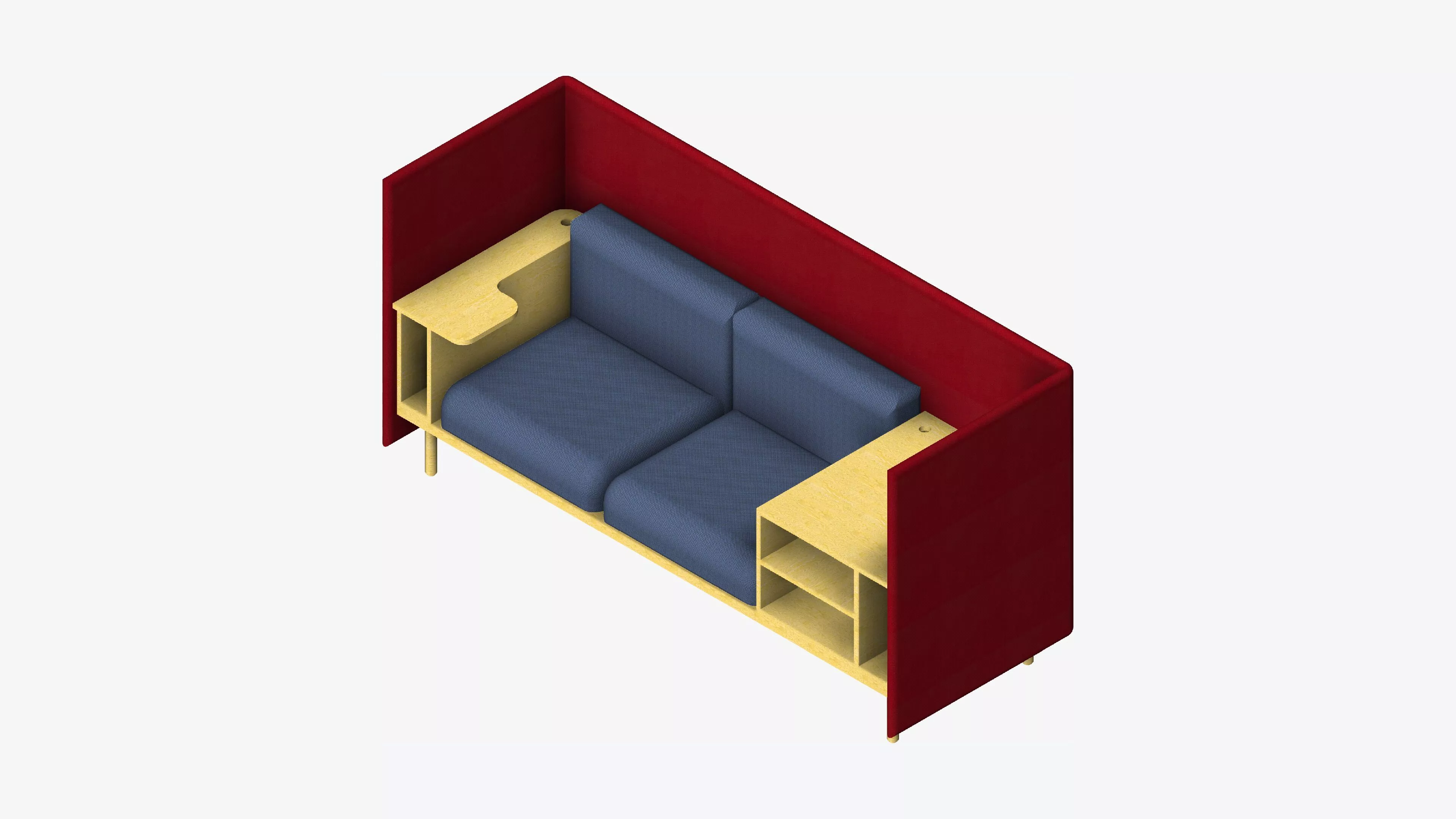 Sofa - Contemporary - Flame - Corner Shelf - Right Work Shelf Low-poly 3D model