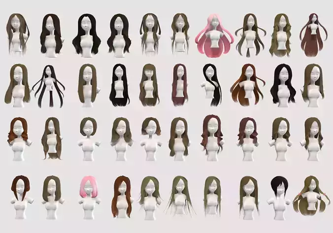 Hair collection long wigs for sims