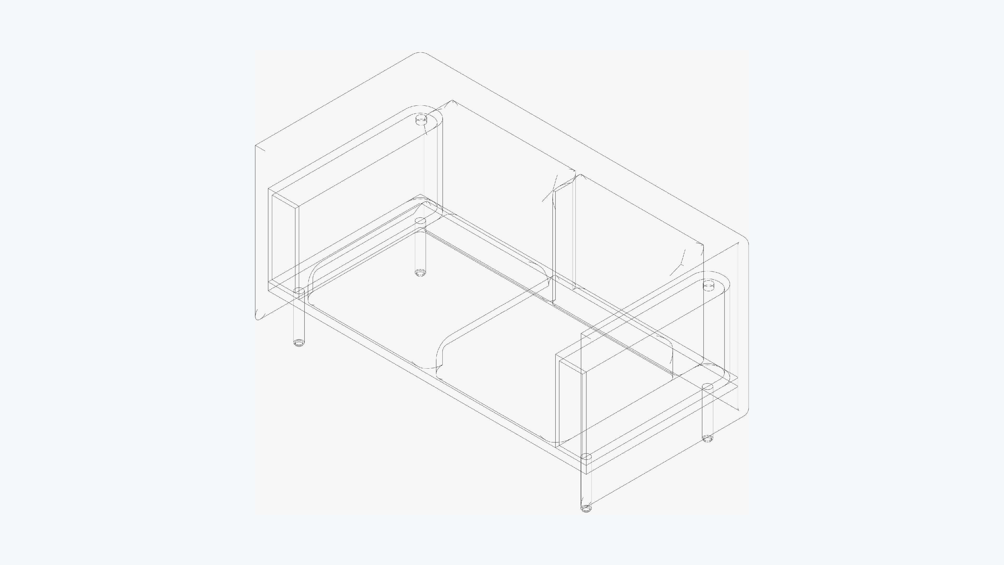 Sofa - Contemporary - Flame - Small - Armrest Shelf Low-poly 3D model_3
