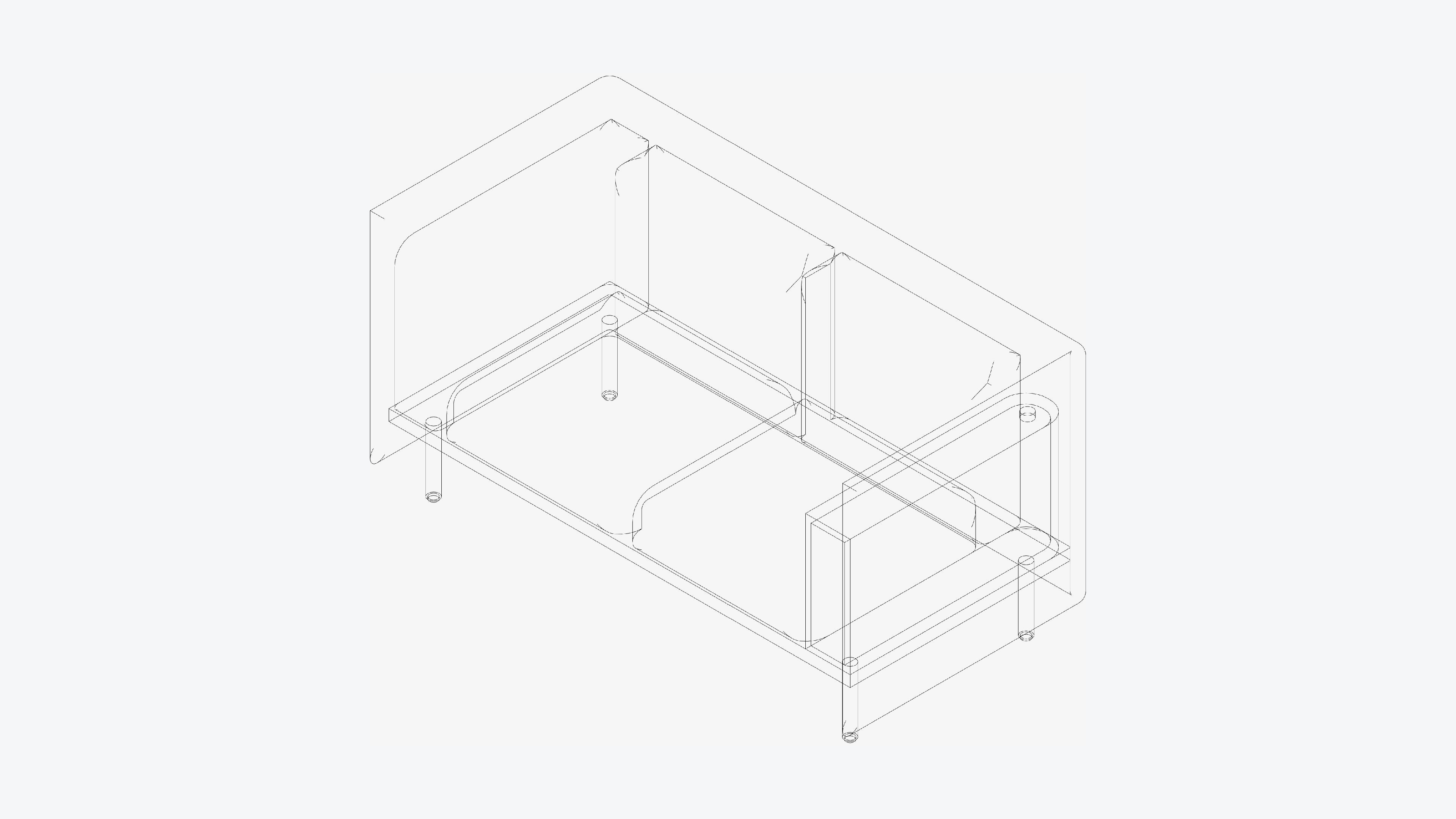 Sofa - Contemporary - Flame - Small - Armrest Shelf - Right Low-poly 3D model_3