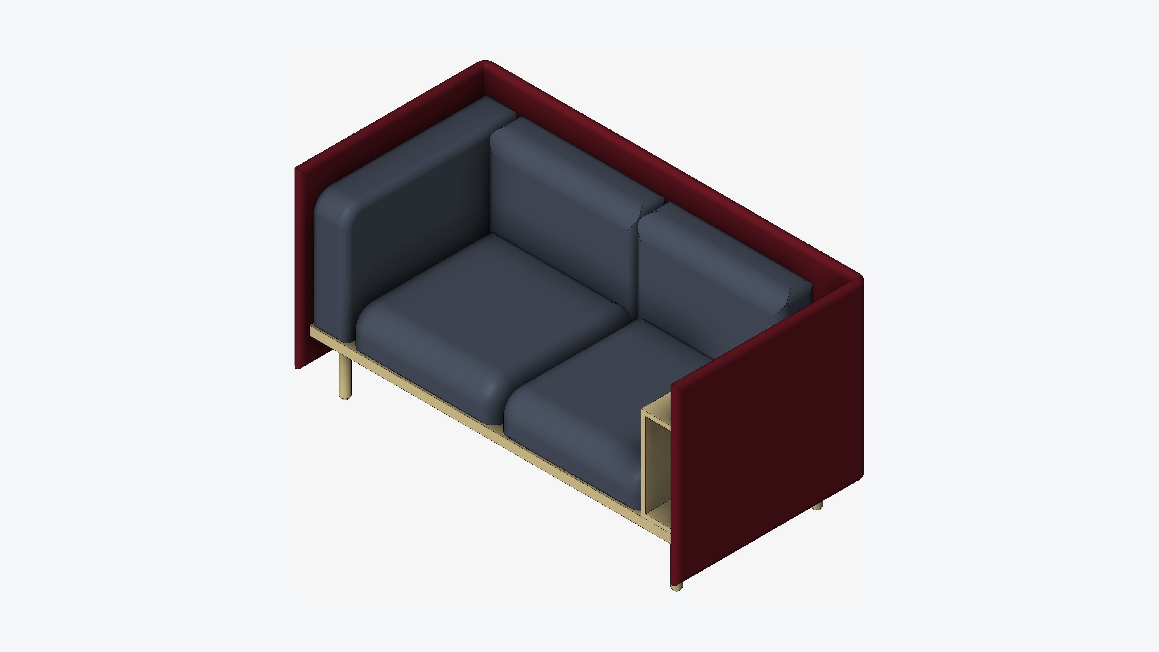 Sofa - Contemporary - Flame - Small - Armrest Shelf - Right Low-poly 3D model_1