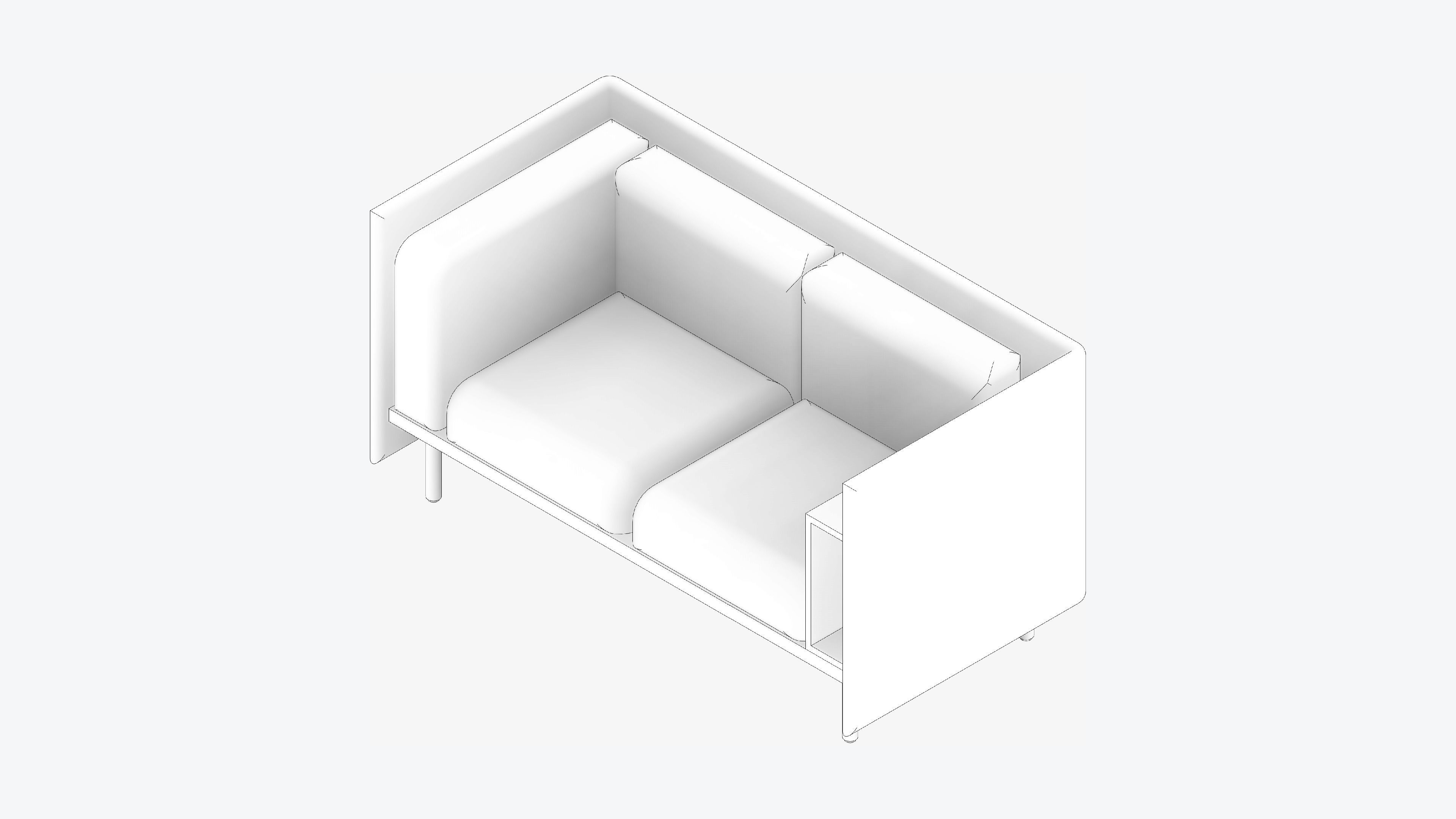 Sofa - Contemporary - Flame - Small - Armrest Shelf - Right Low-poly 3D model_2