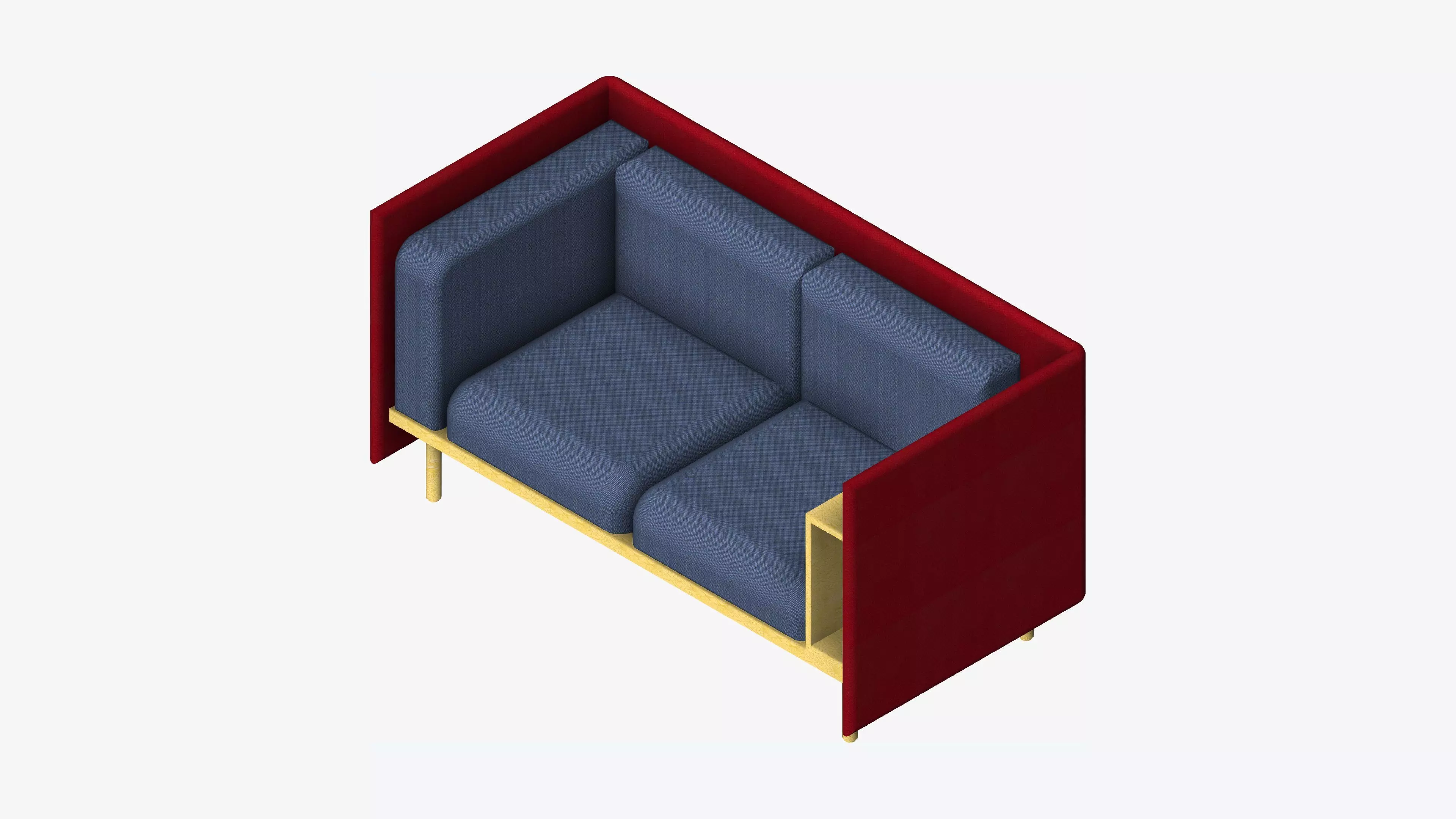 Sofa - Contemporary - Flame - Small - Armrest Shelf - Right Low-poly 3D model_0