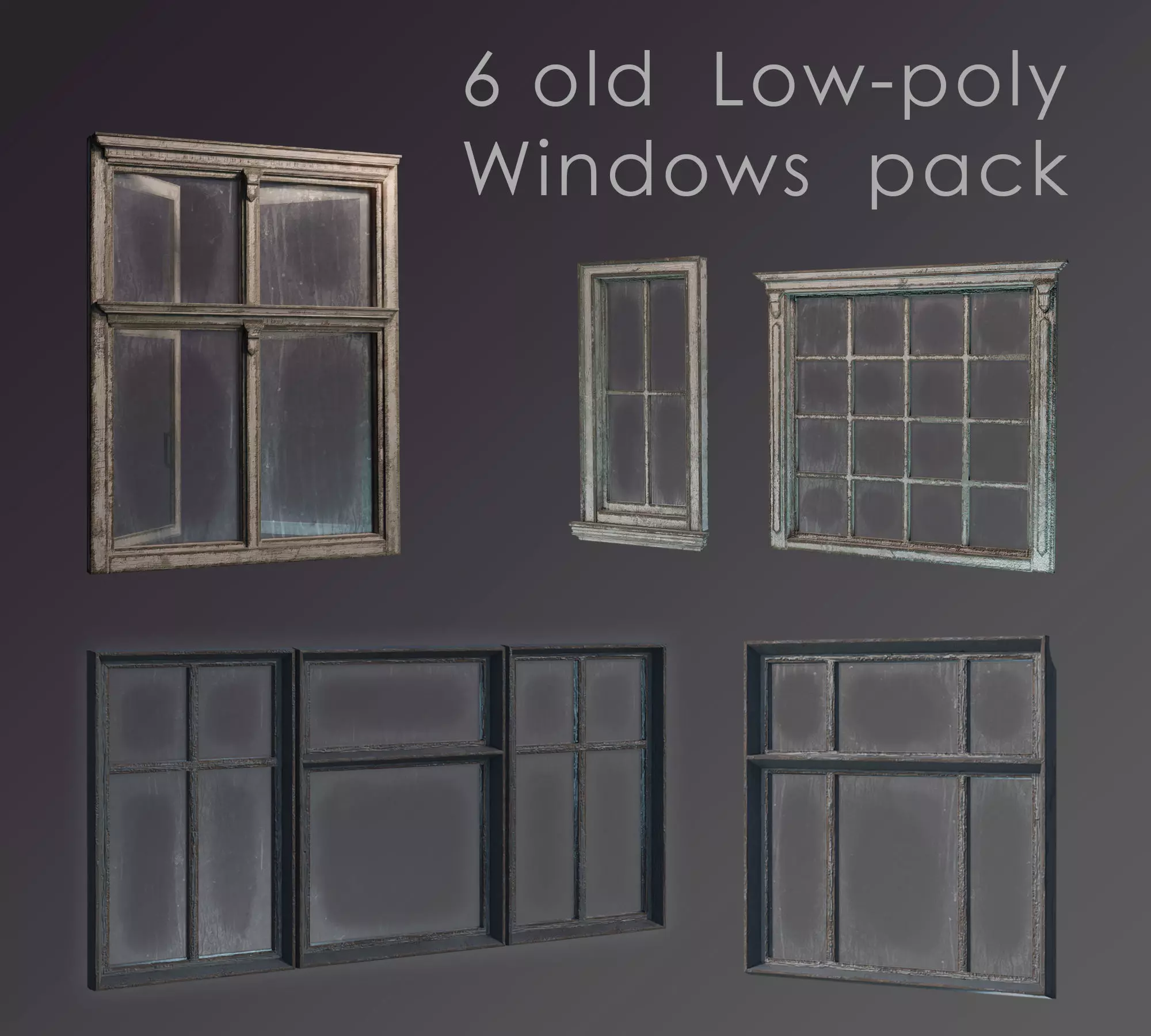 Old Windows pack Low-poly 3D model_0