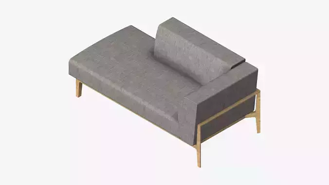 Furniture - Sofa - Contemporary - Oak - Chaise - Left