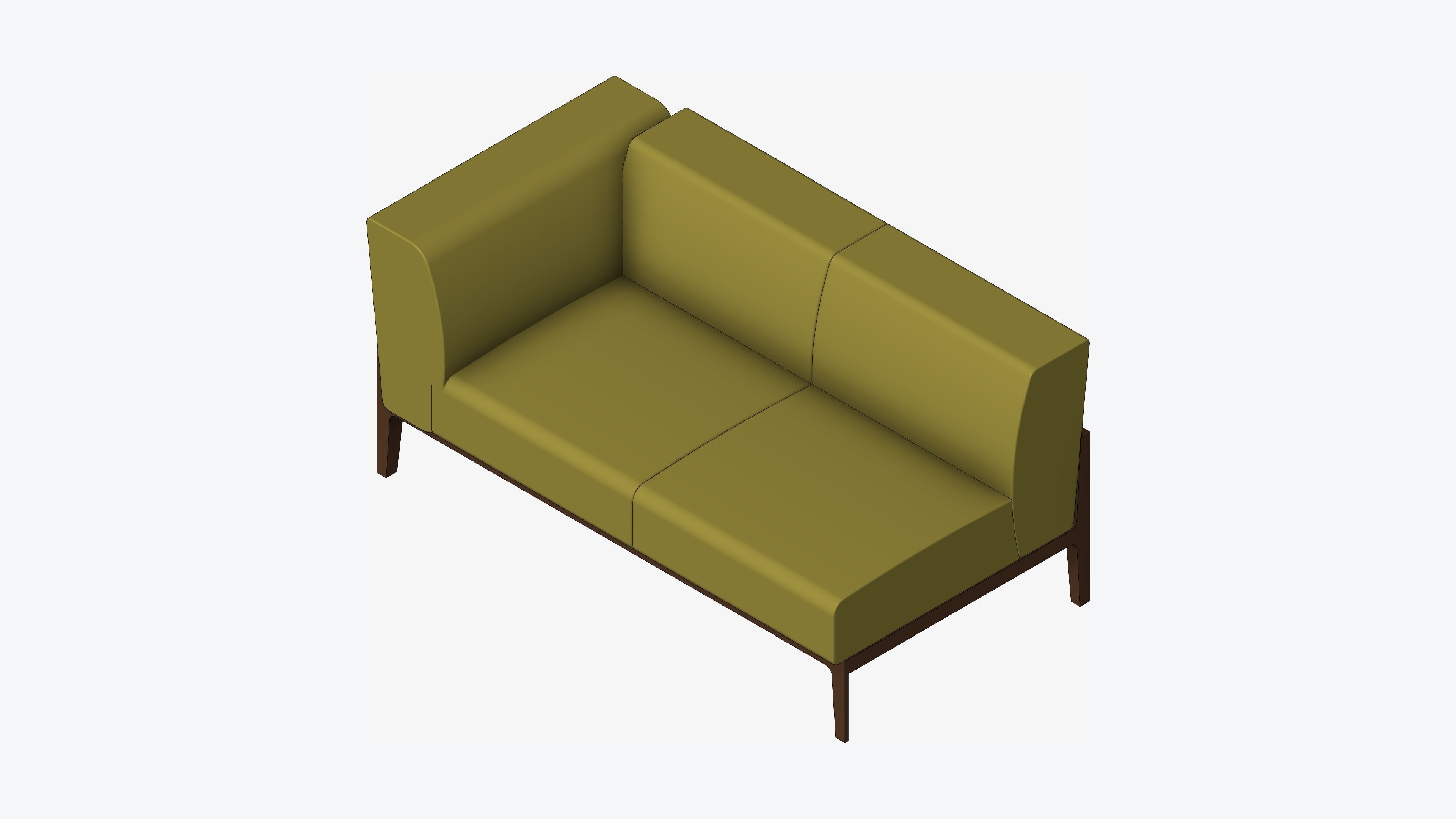 Furniture - Sofa - Contemporary - Oak - Sofa - Right Low-poly 3D model_1