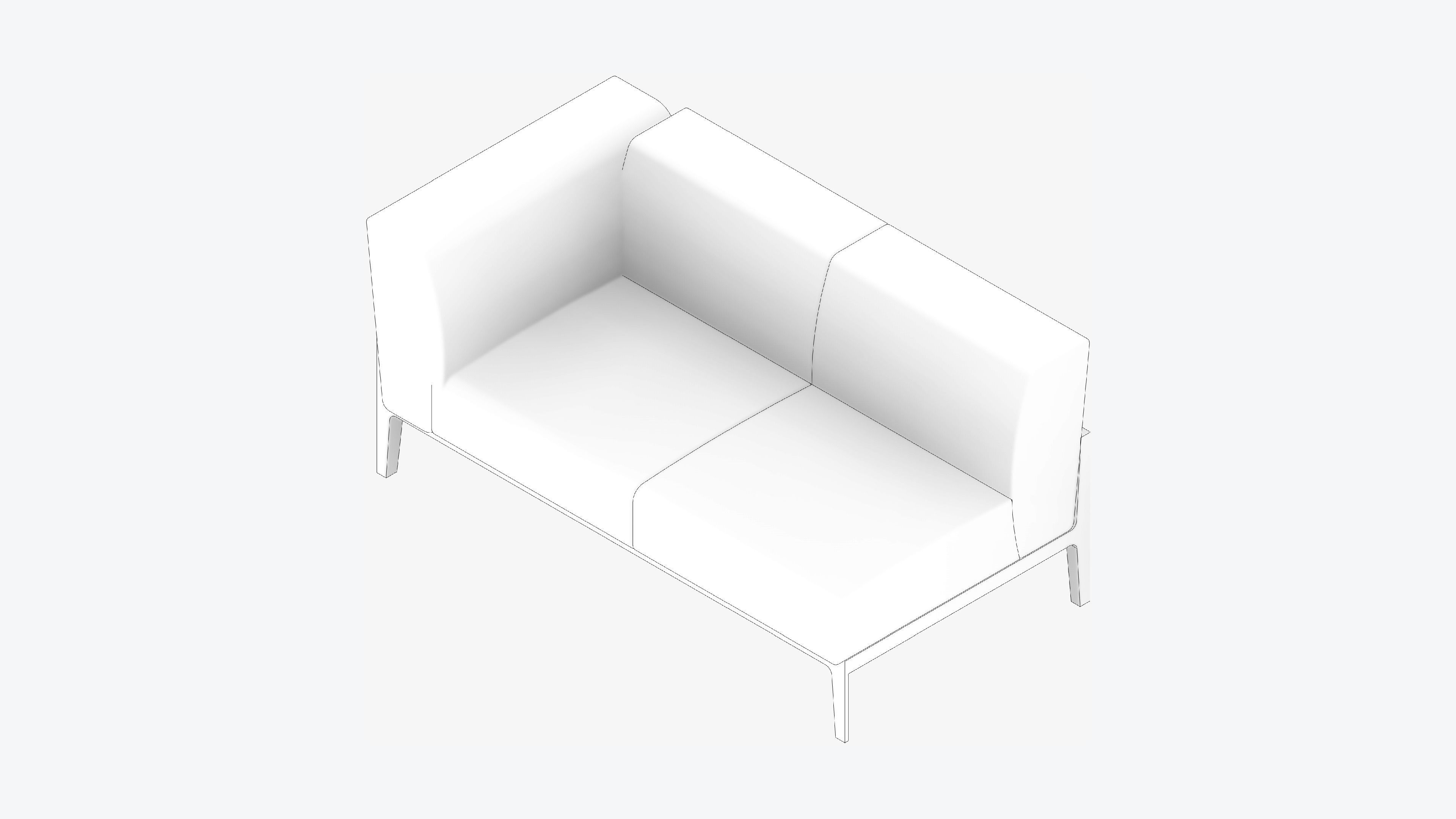 Furniture - Sofa - Contemporary - Oak - Sofa - Right Low-poly 3D model_2