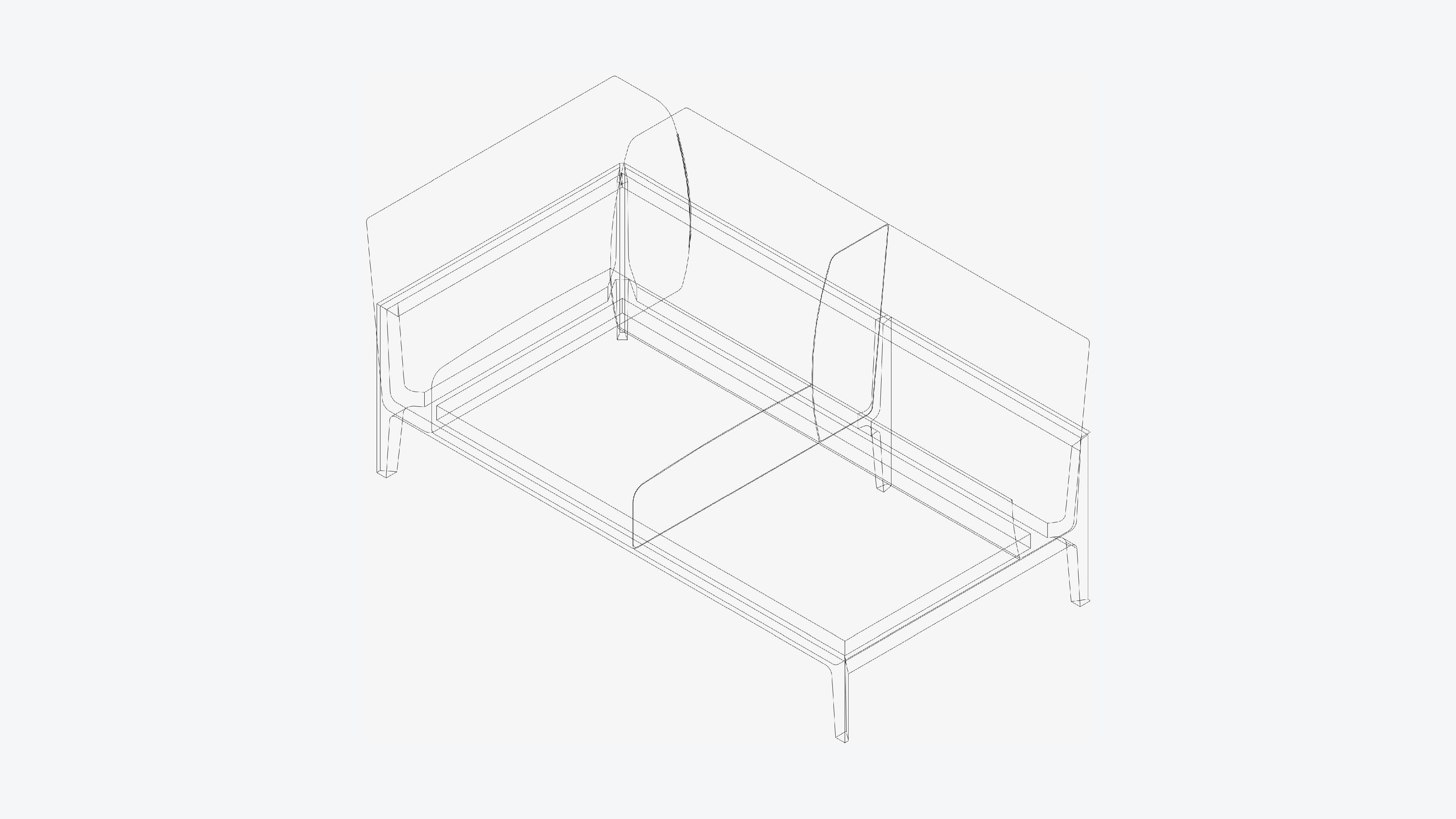 Furniture - Sofa - Contemporary - Oak - Sofa - Right Low-poly 3D model_3